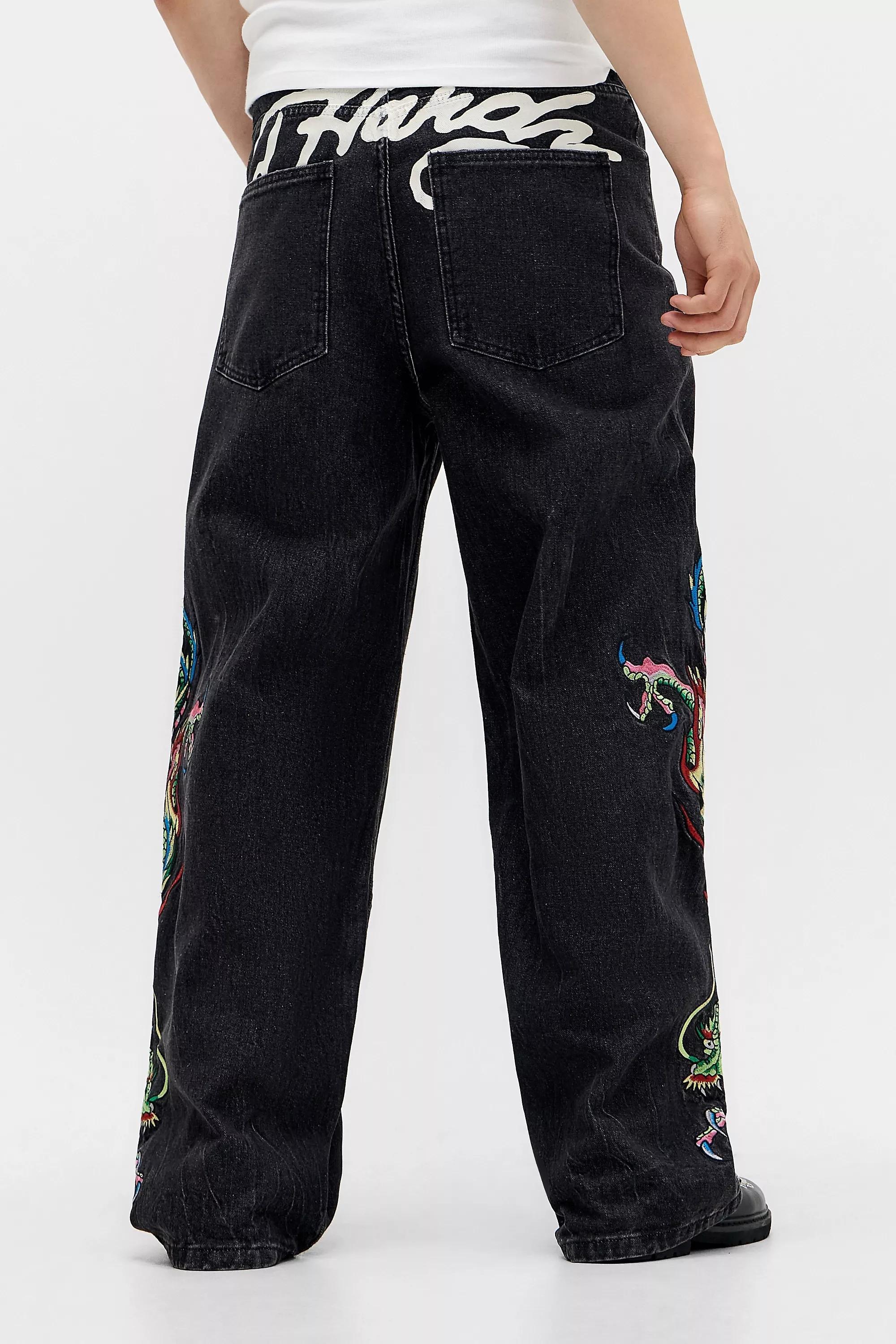 Black Ed Hardy Sword Dragon Jeans, BLK, large image number 3