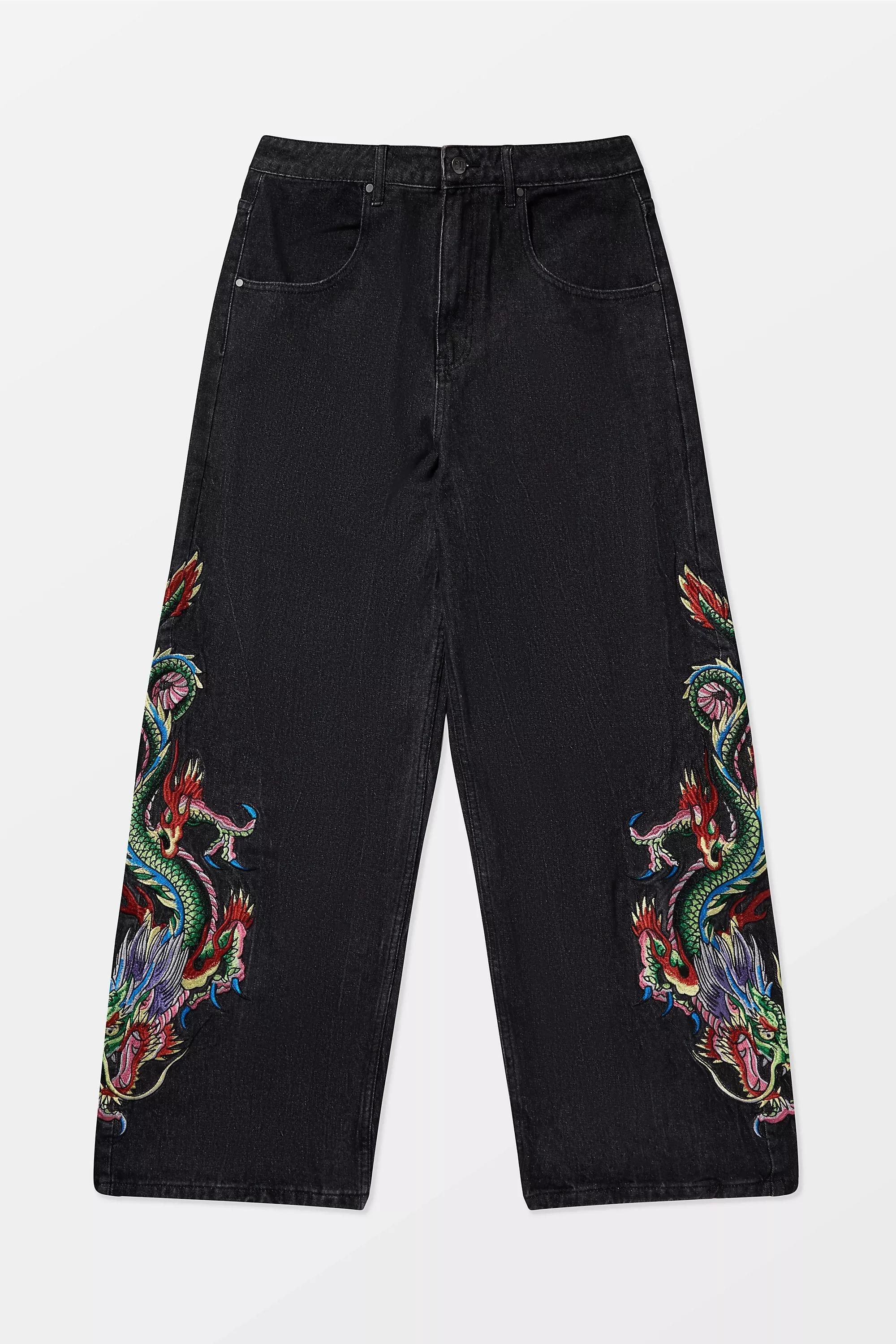Black Ed Hardy Sword Dragon Jeans, BLK, large image number 4