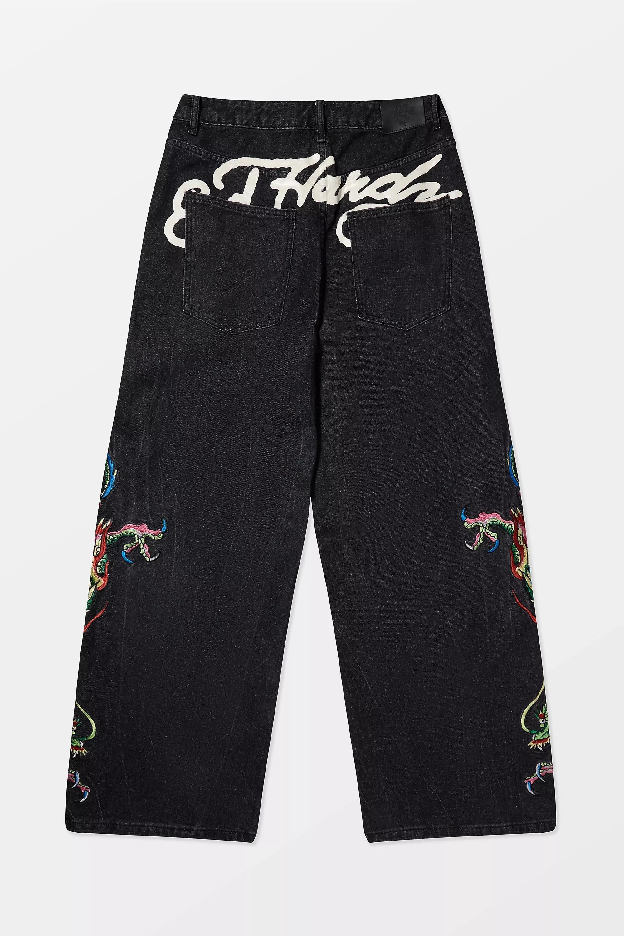 Black Ed Hardy Sword Dragon Jeans, BLK, large image number 5