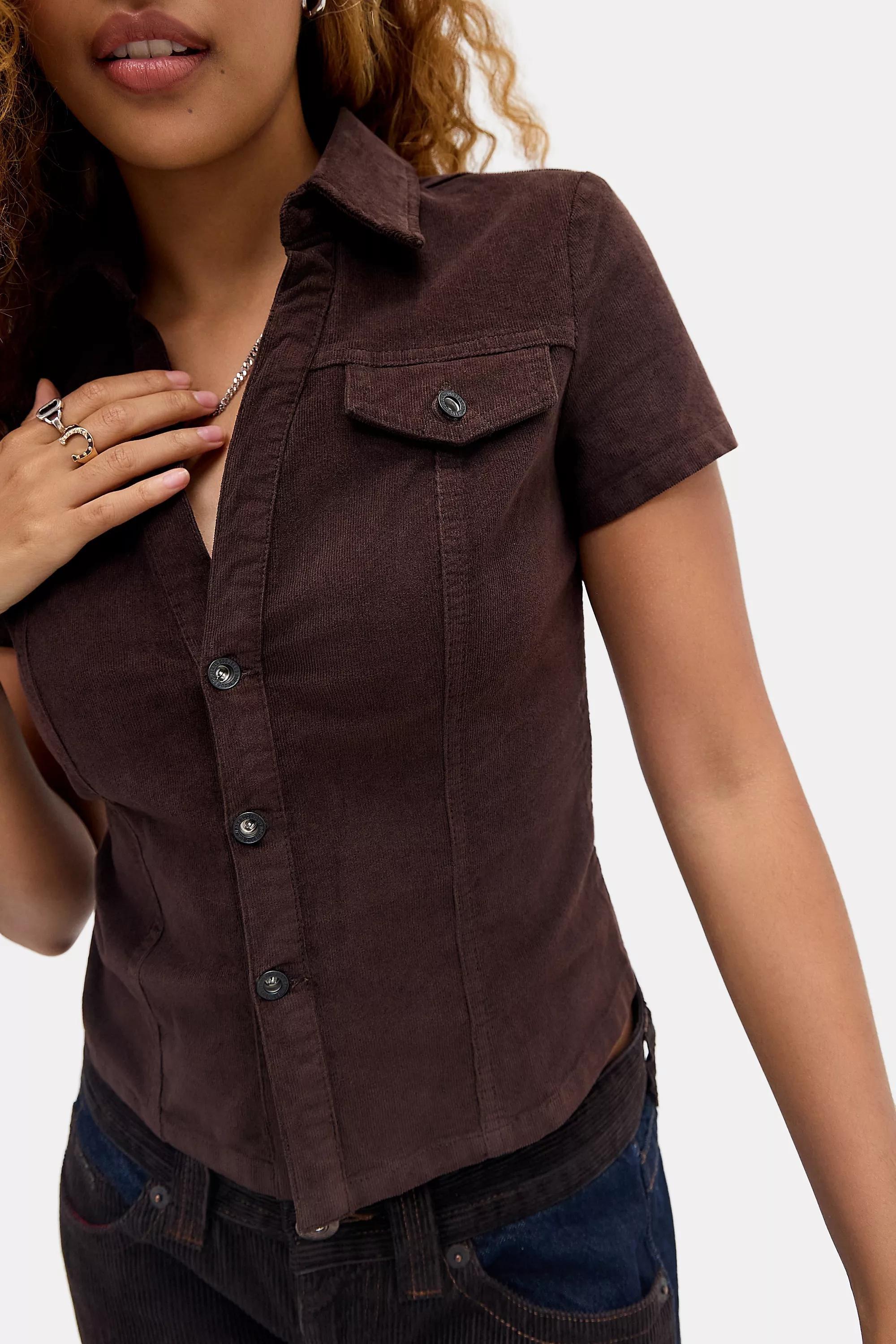 Brown Bdg Polly Corduroy Shirt, BRN, large image number 0