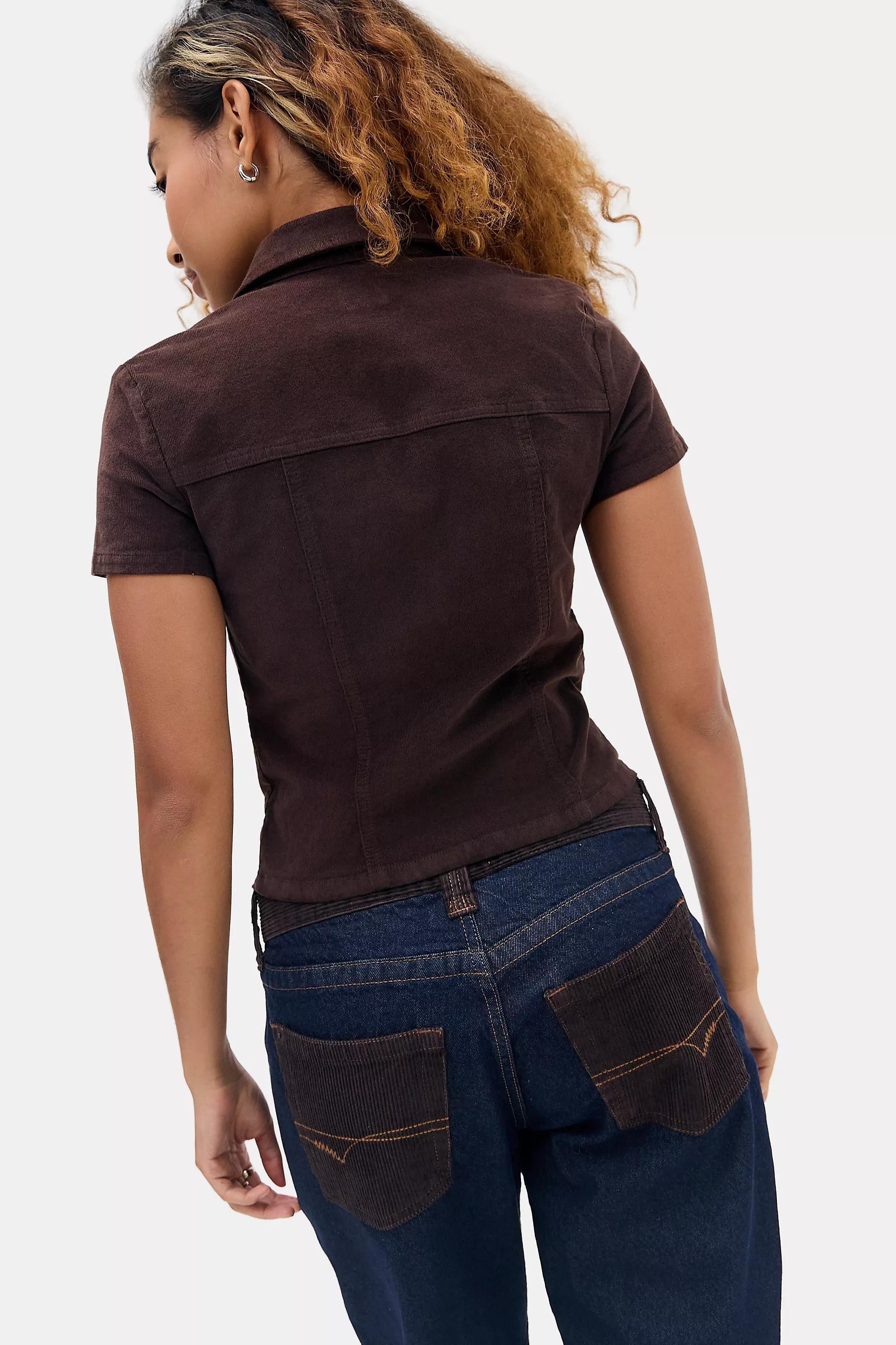 Brown Bdg Polly Corduroy Shirt, BRN, large image number 3