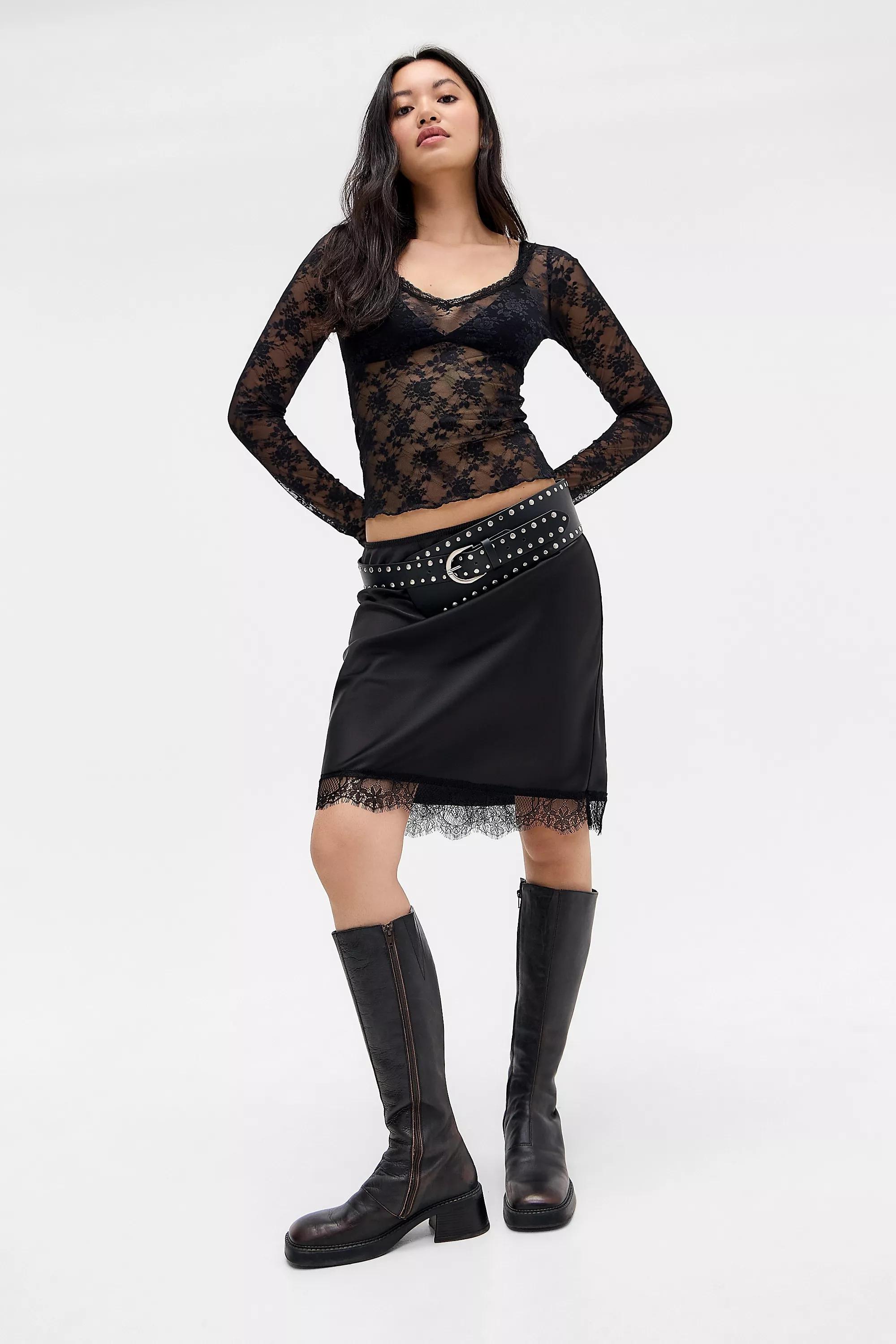Black Out From Under Laced Mesh Top, BLK, large image number 2