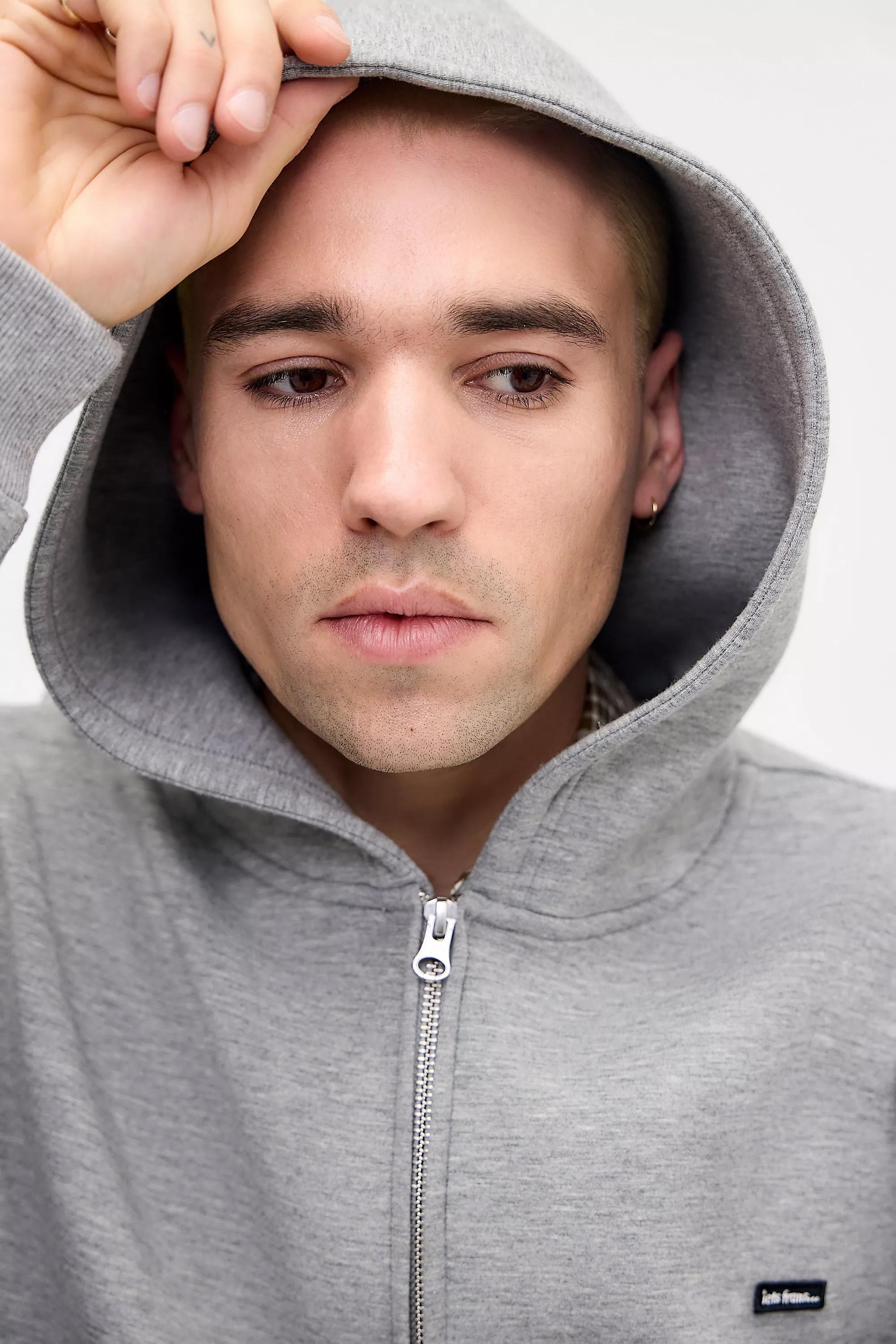 Grey iets frans... Grey Scuba Zip-Through Hoodie, GREY, medium