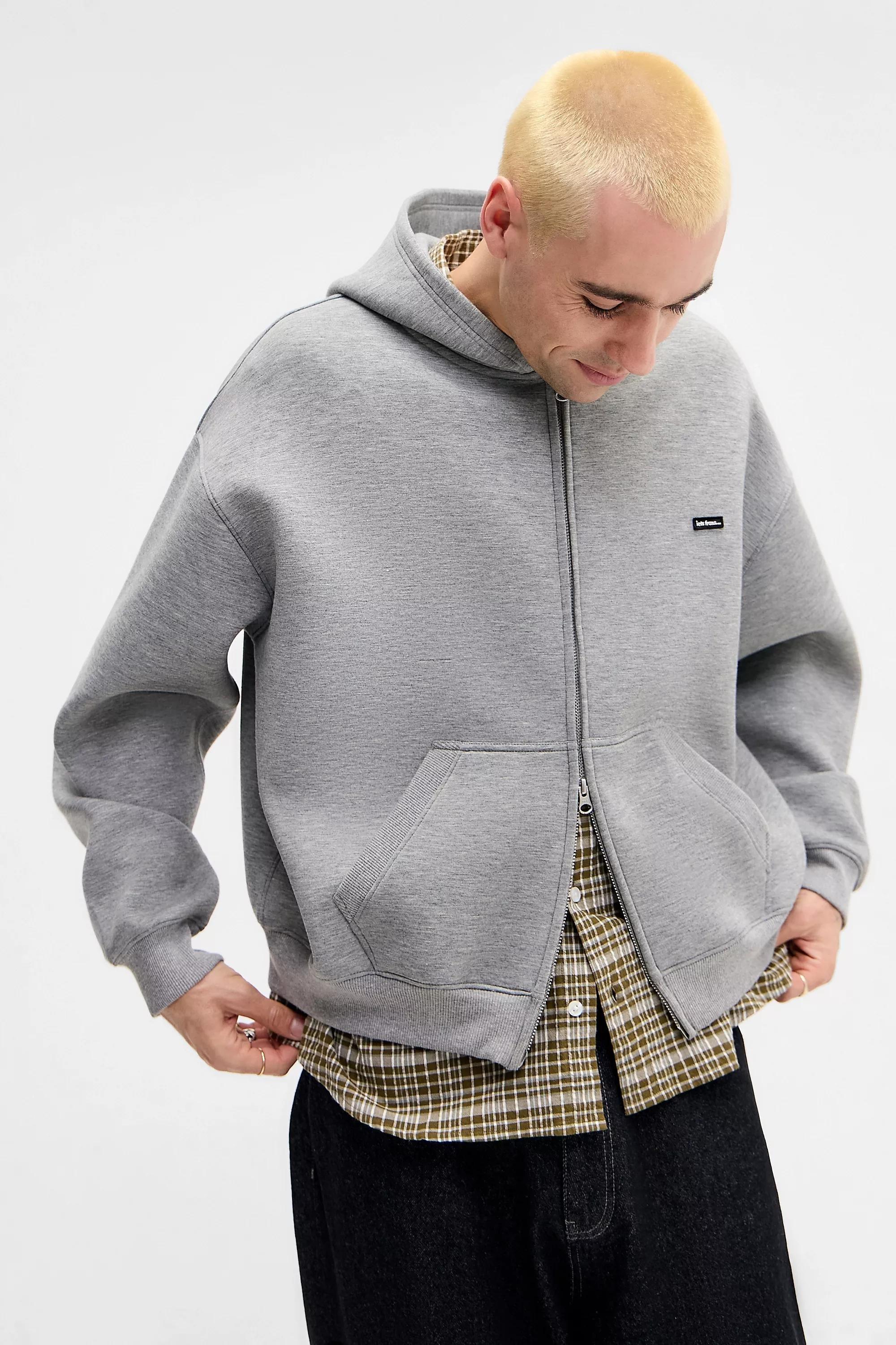 Grey iets frans... Grey Scuba Zip-Through Hoodie, GREY, medium