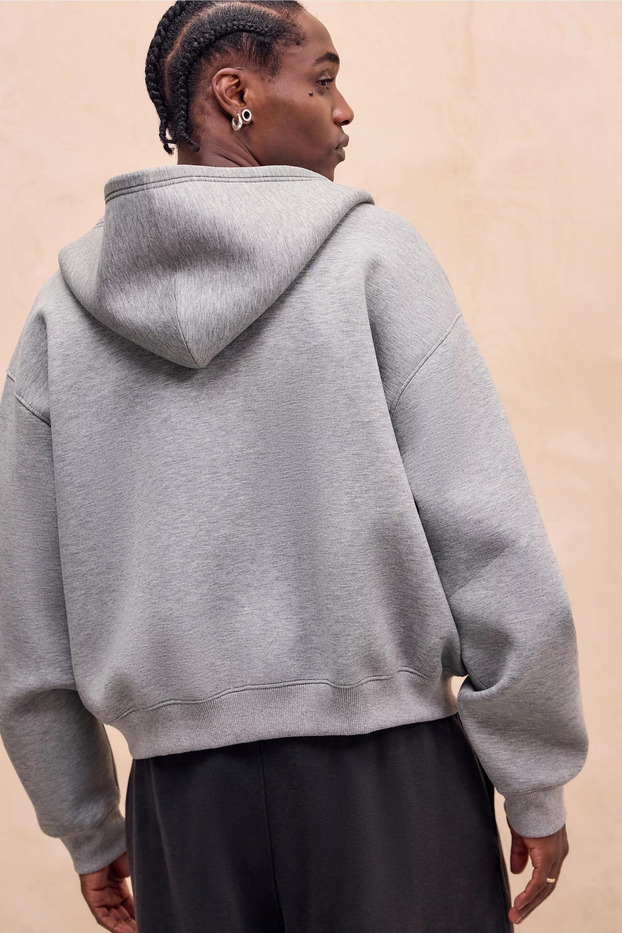 Grey iets frans... Grey Scuba Zip-Through Hoodie, GREY, large image number 7