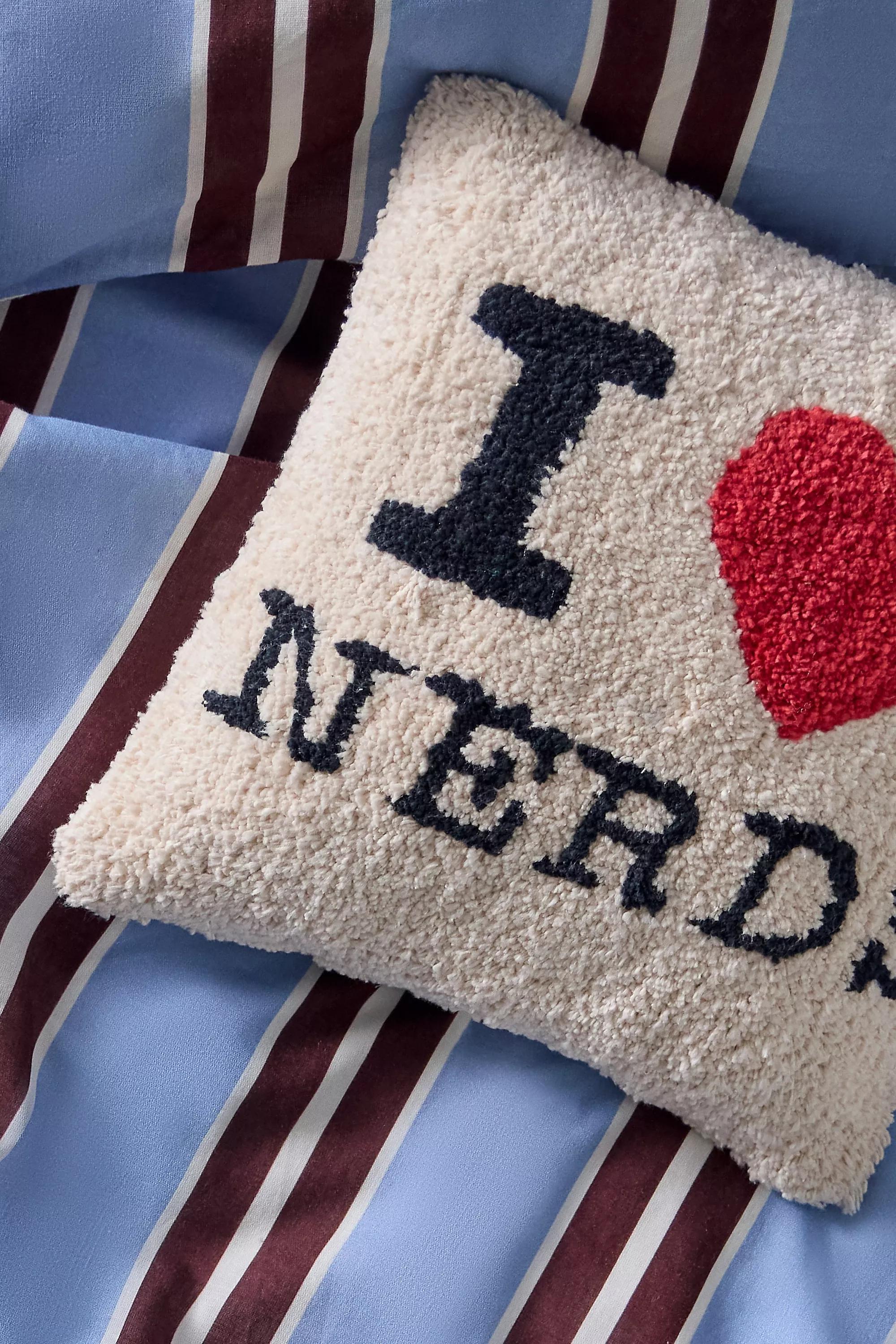 Multicolour I Heart Nerds Mini Cushion, B&W, medium