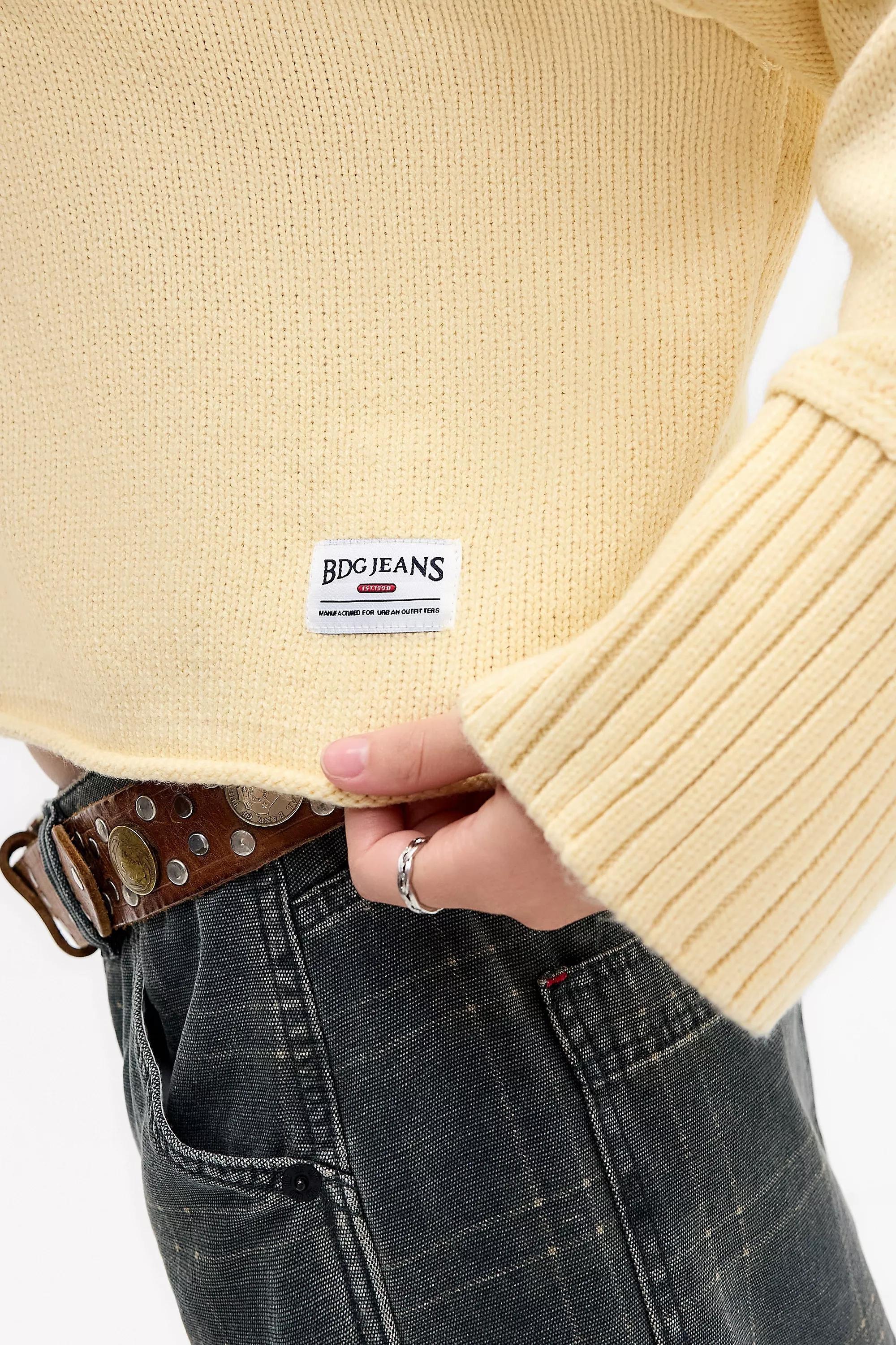 Yellow Bdg Overlocked Crew Jumper, LEMON, large image number 1