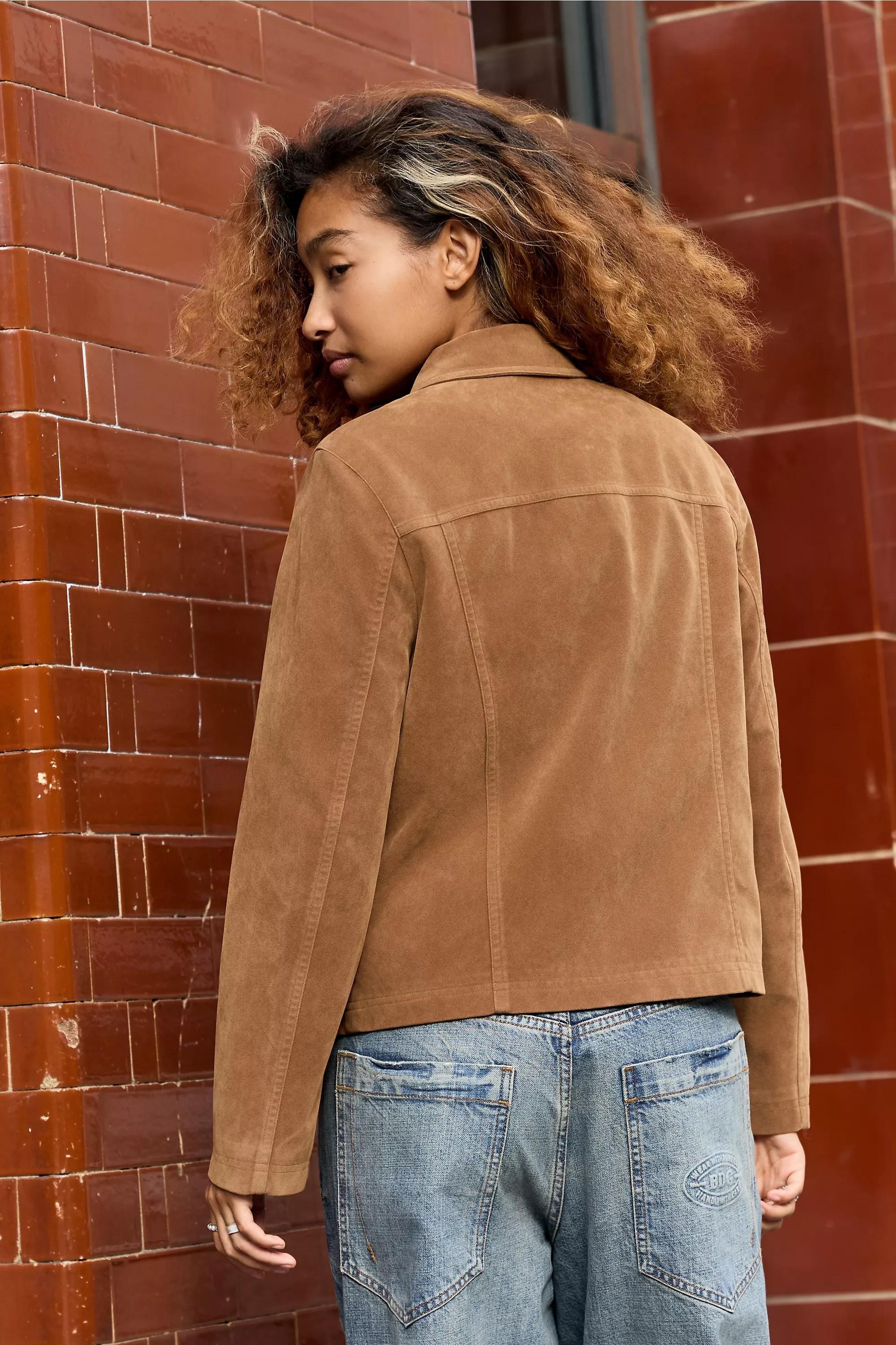 Browm Bdg Sally Fitted Faux Suede Jacket, A301_0224, large image number 3