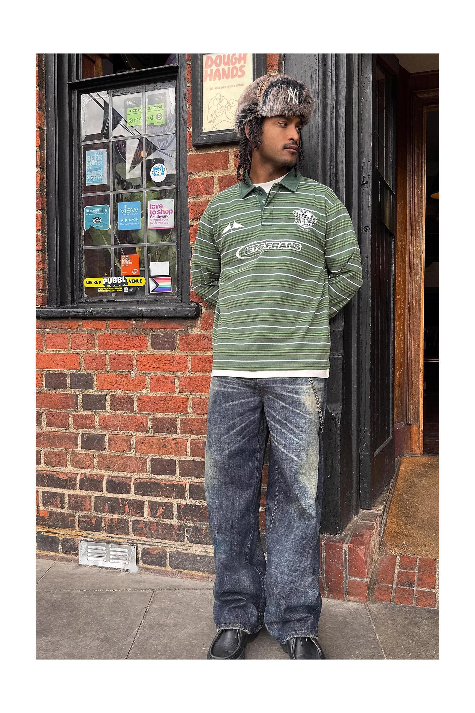 Green iets frans... Striped Polo Shirt, GRN, large image number 0