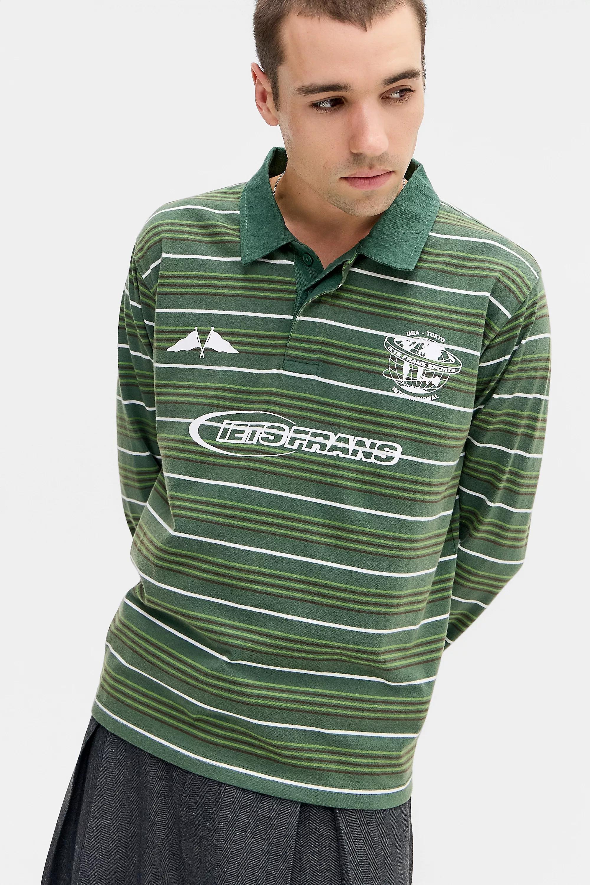 Green iets frans... Striped Polo Shirt, GRN, large image number 1
