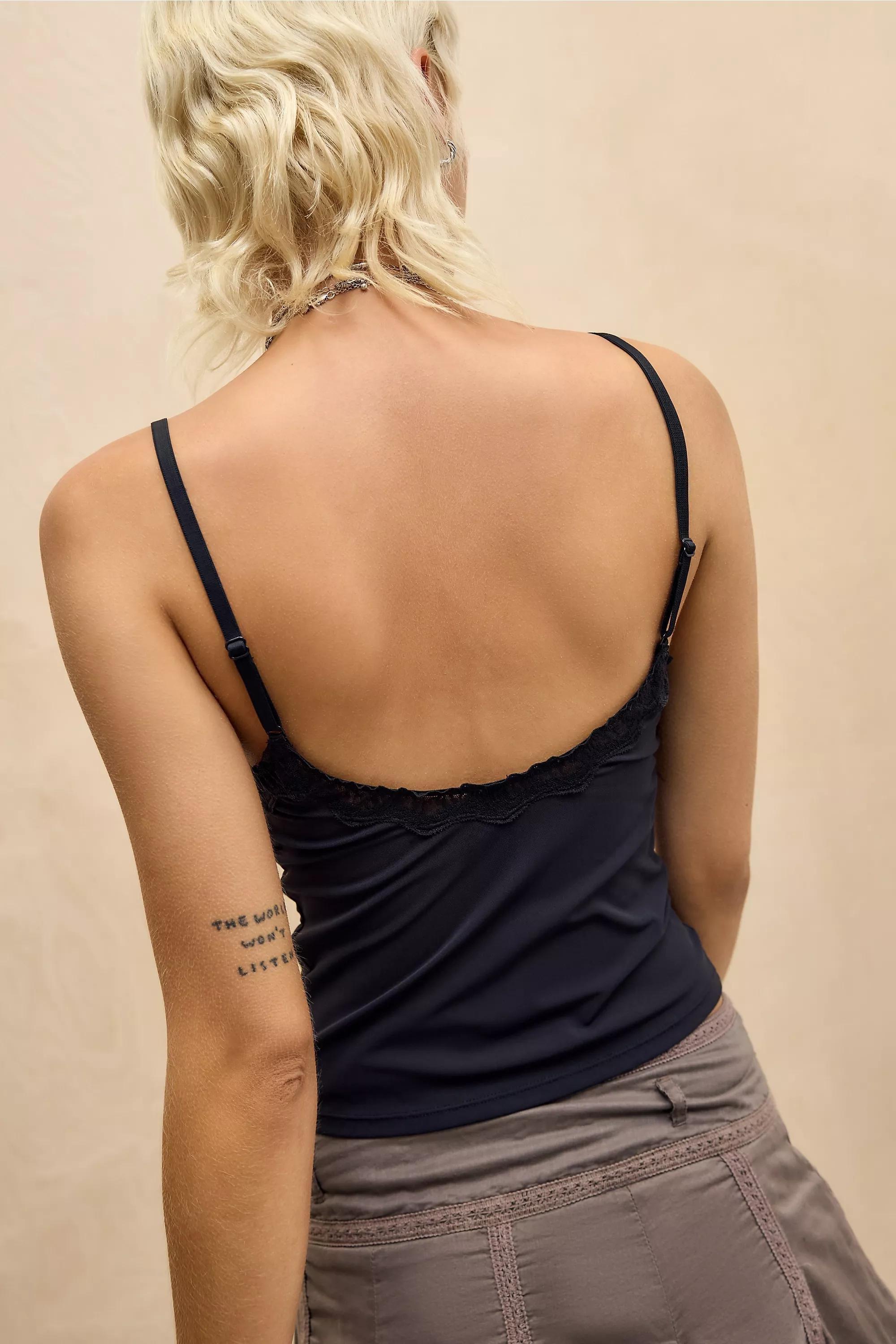 Black Out From Under Adore Lace Trim Mesh Tank Top, BLK, large image number 3