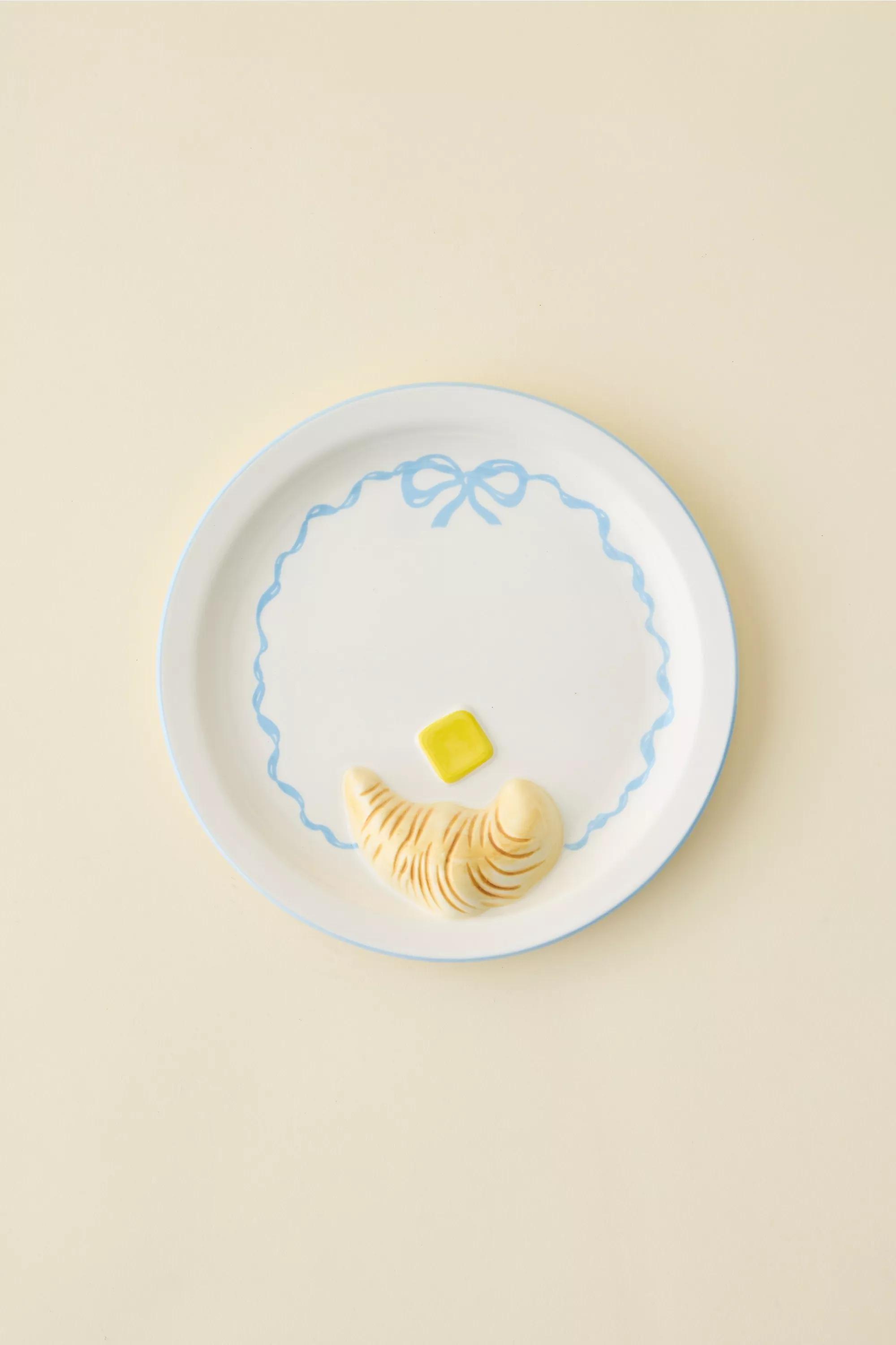 White Croissant Bow Plate, ASSORT, large image number 1