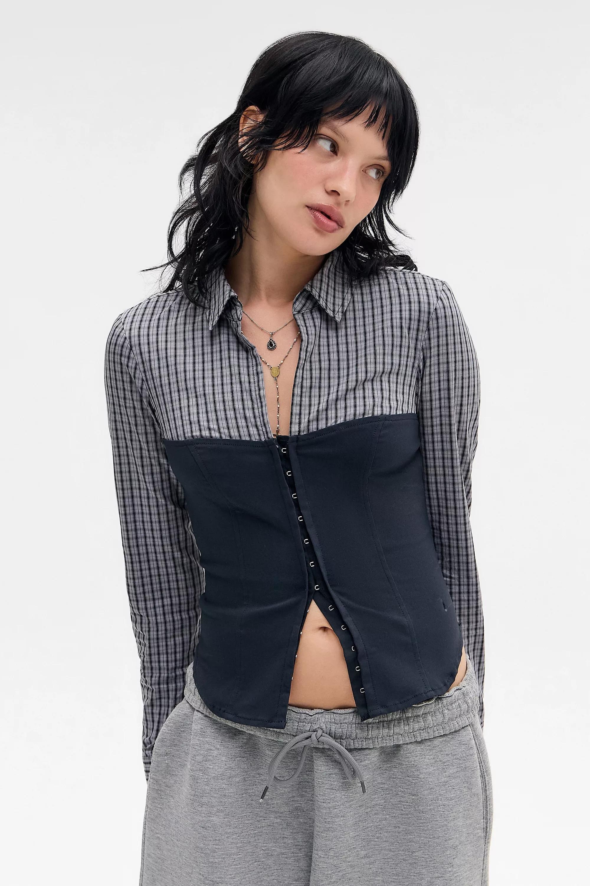 Grey Silence + Noise Lila Hybrid Long Sleeve Top, GR MOTIF, large image number 1