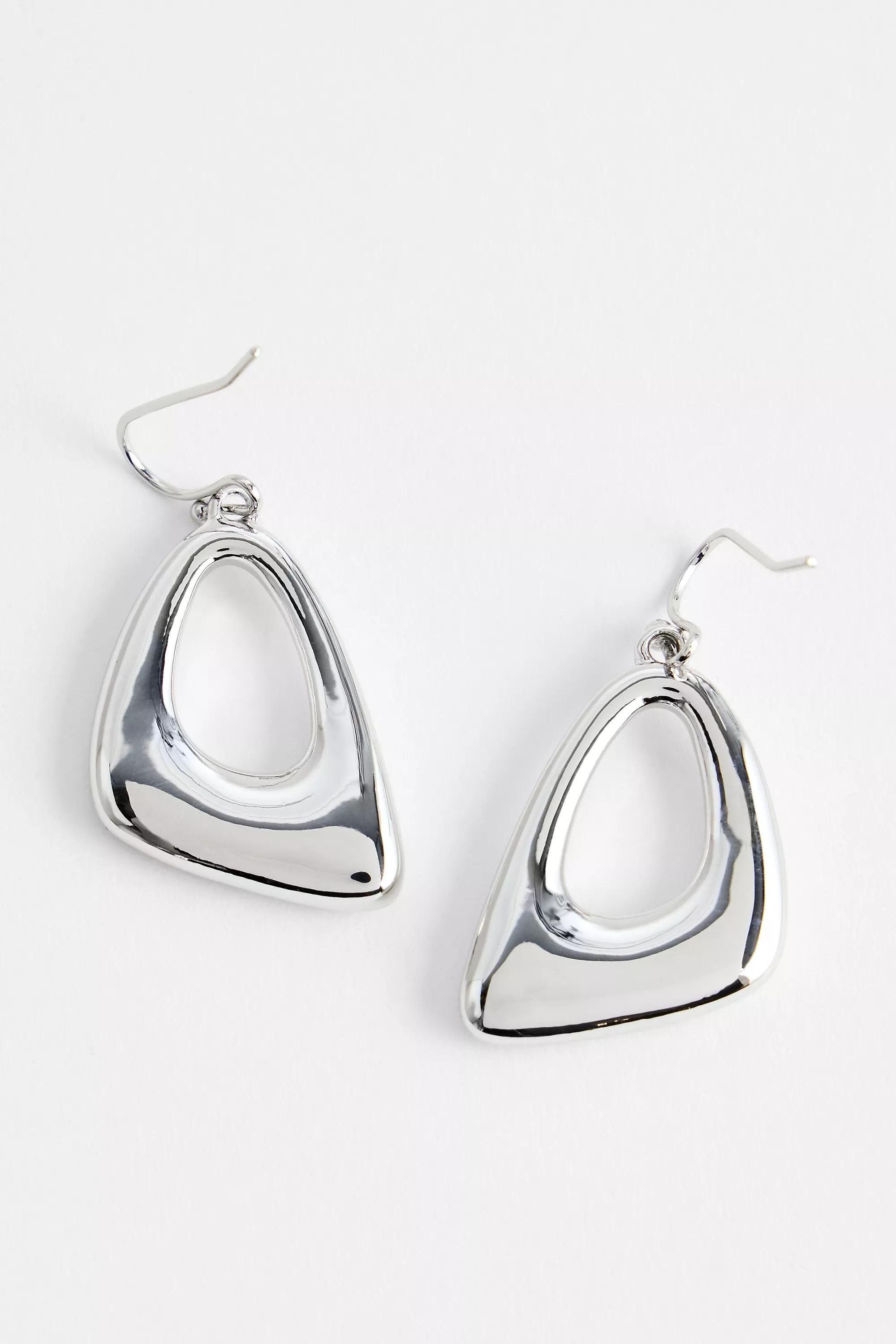 Silver Uo Triangle Earrings, SLVR, large image number 1