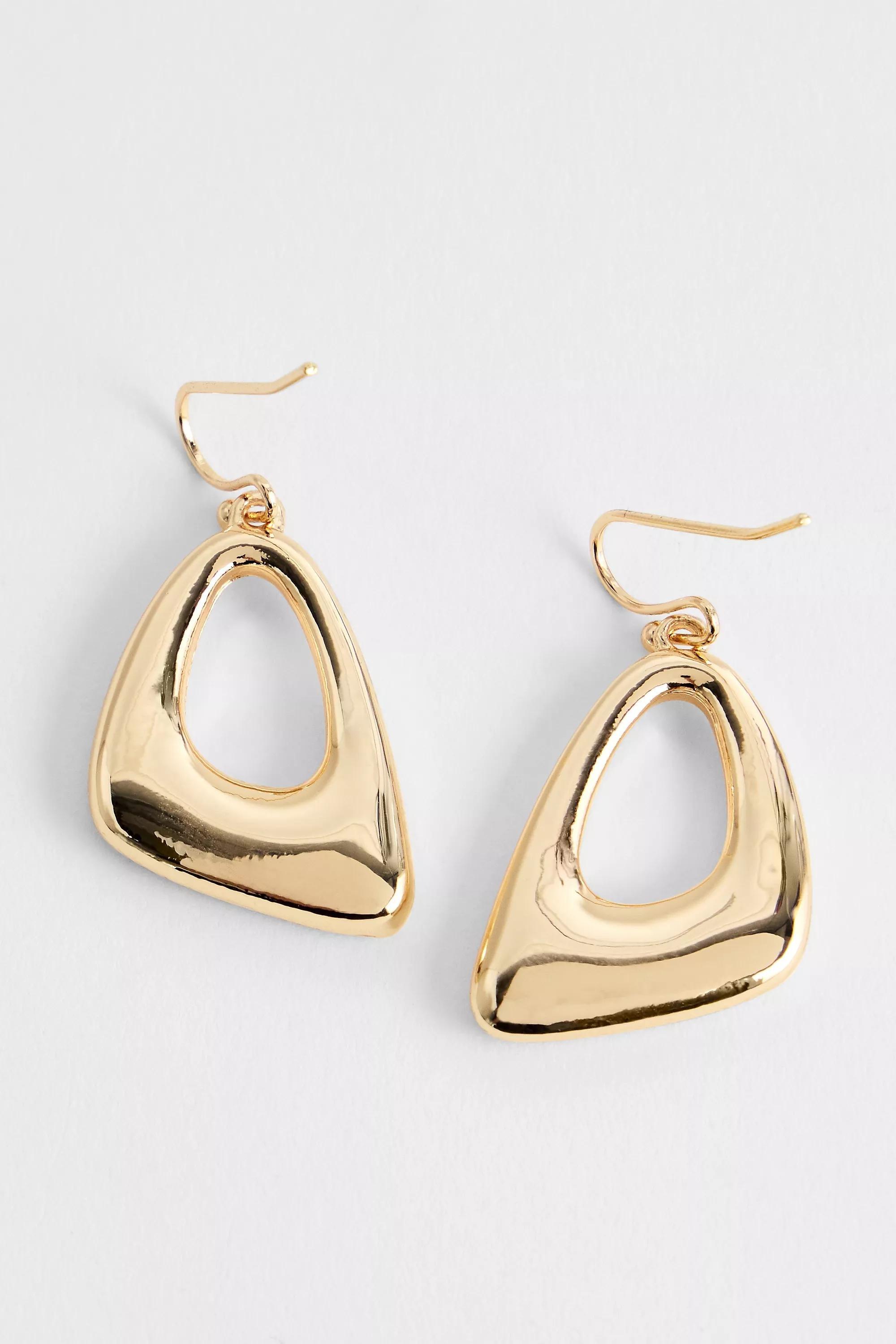 Gold Uo Triangle Earrings, GOLD, large image number 1