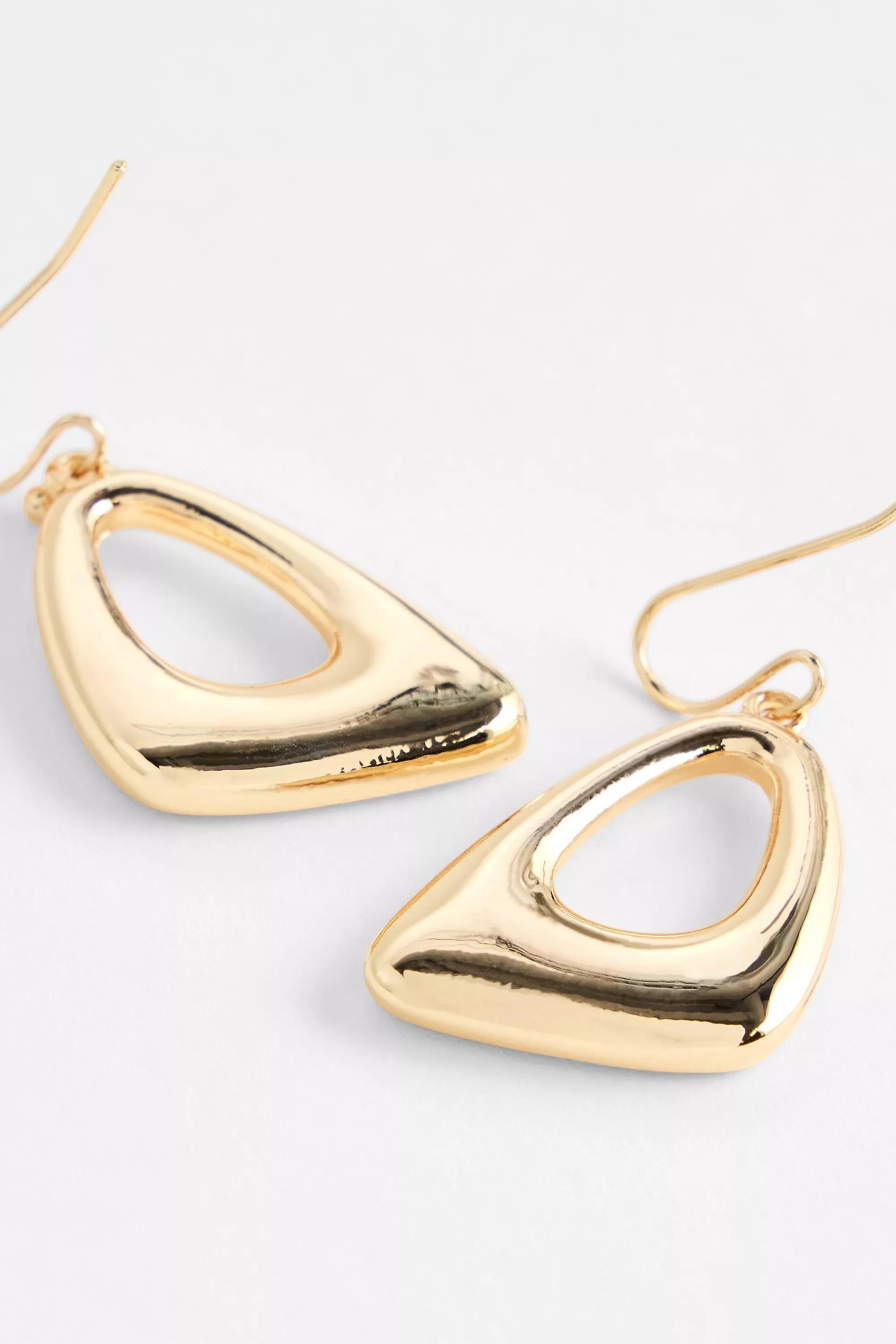 Gold Uo Triangle Earrings, GOLD, large image number 2