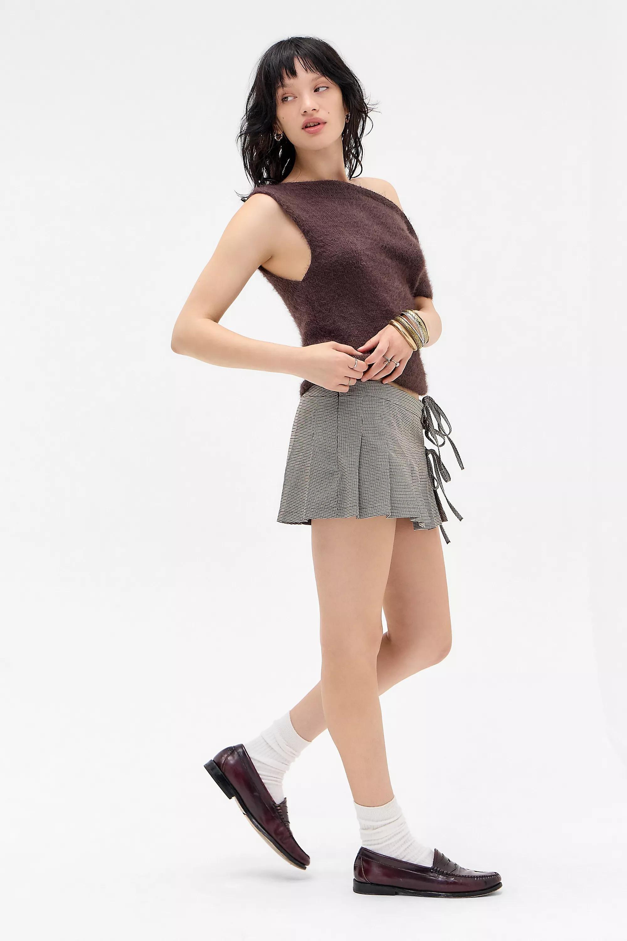 Grey Silence + Noise Lea Tailored Tie Side Skort, BRN MOTIF, large image number 1