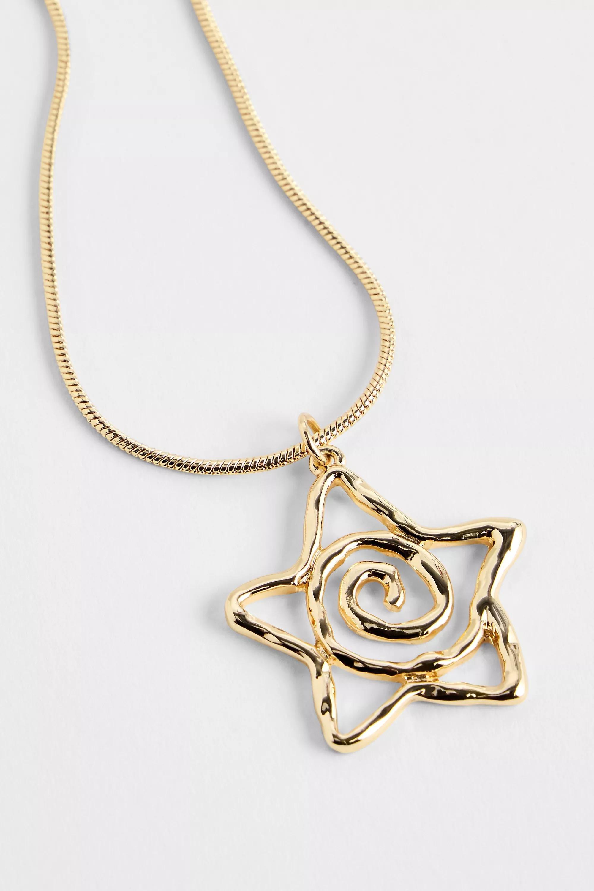 Gold Silence + Noise Swirl Star Pendant Necklace, GOLD, large image number 0