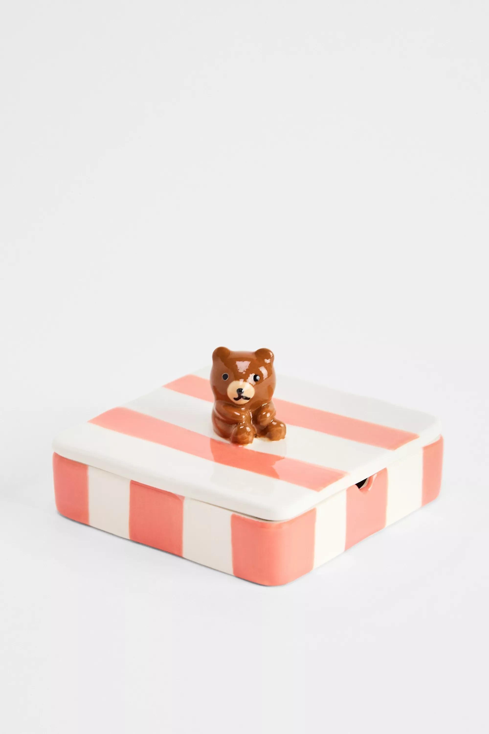 Multicolour Stripy Bear Trinket Tray, ASSORT, large image number 0