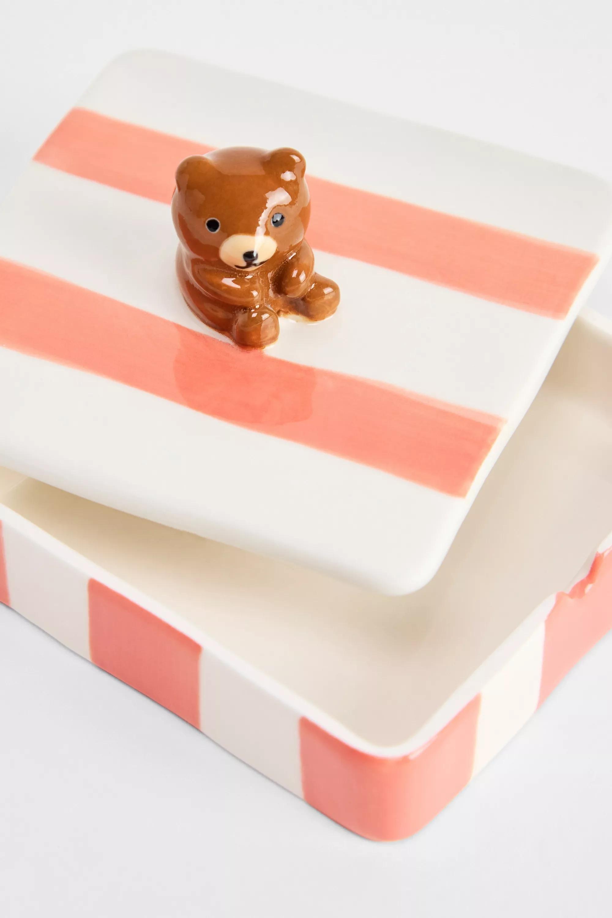 Multicolour Stripy Bear Trinket Tray, ASSORT, large image number 1