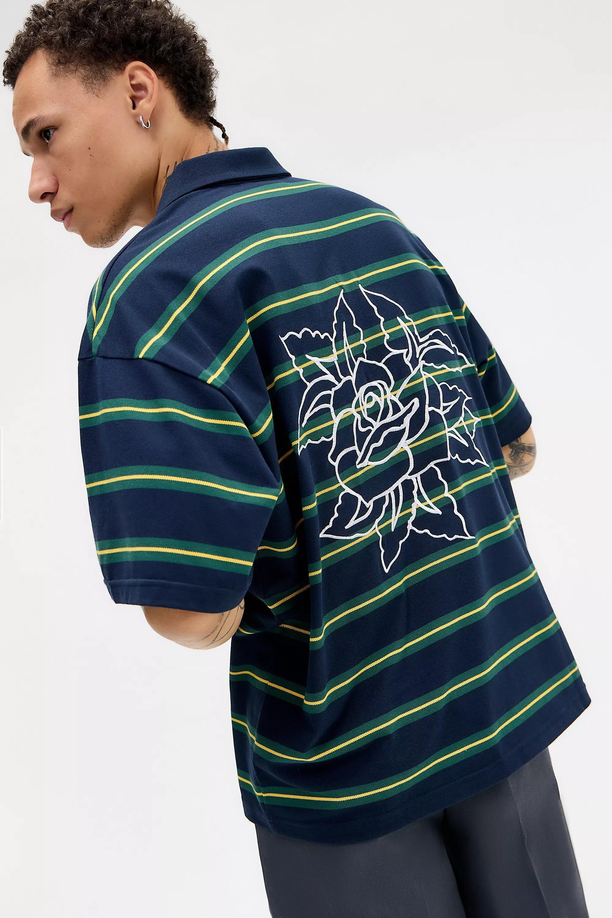 Ed Hardy UO Exclusive Navy Rose Stripe Top, NAVY, large image number 0