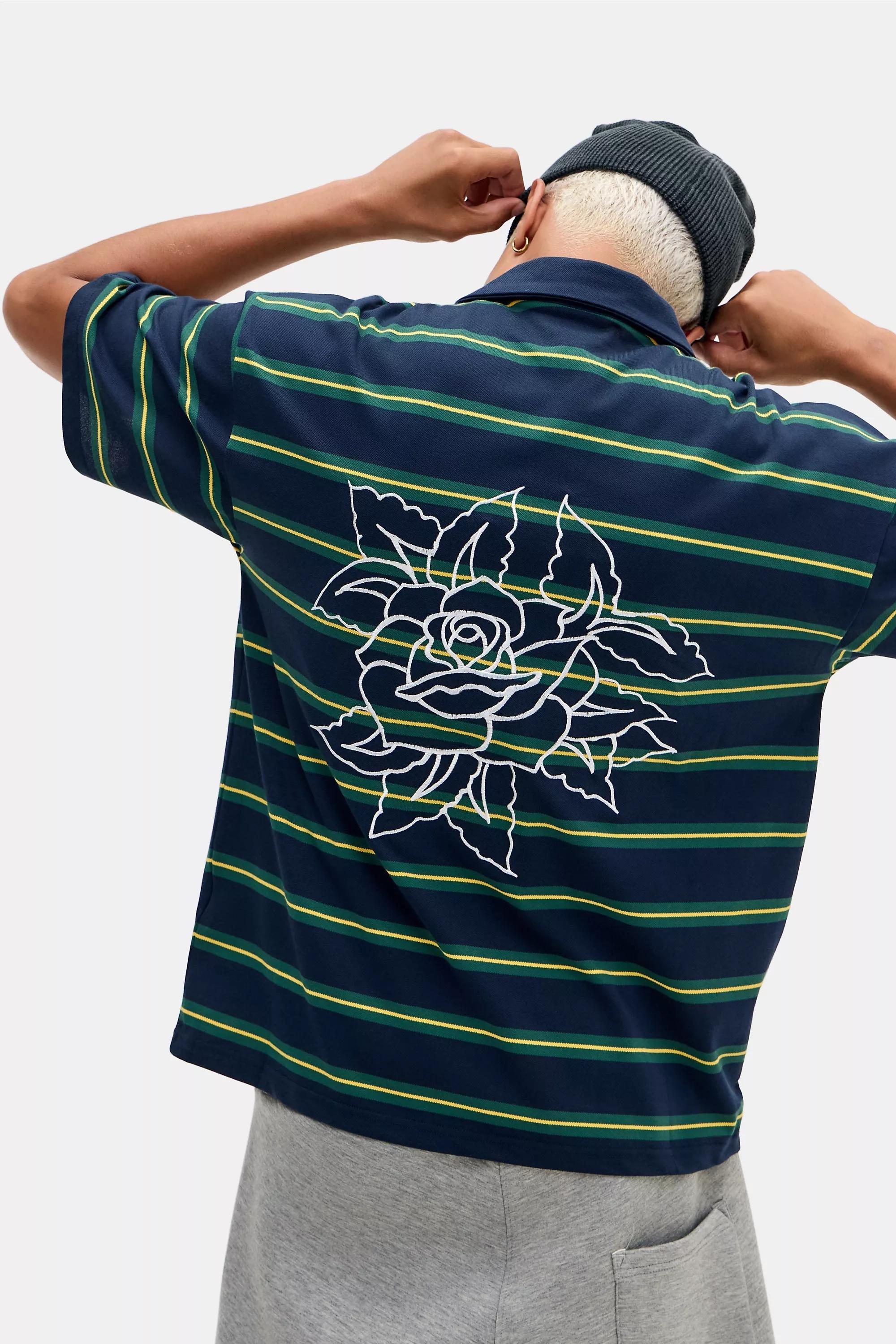 Ed Hardy UO Exclusive Navy Rose Stripe Top, NAVY, large image number 5