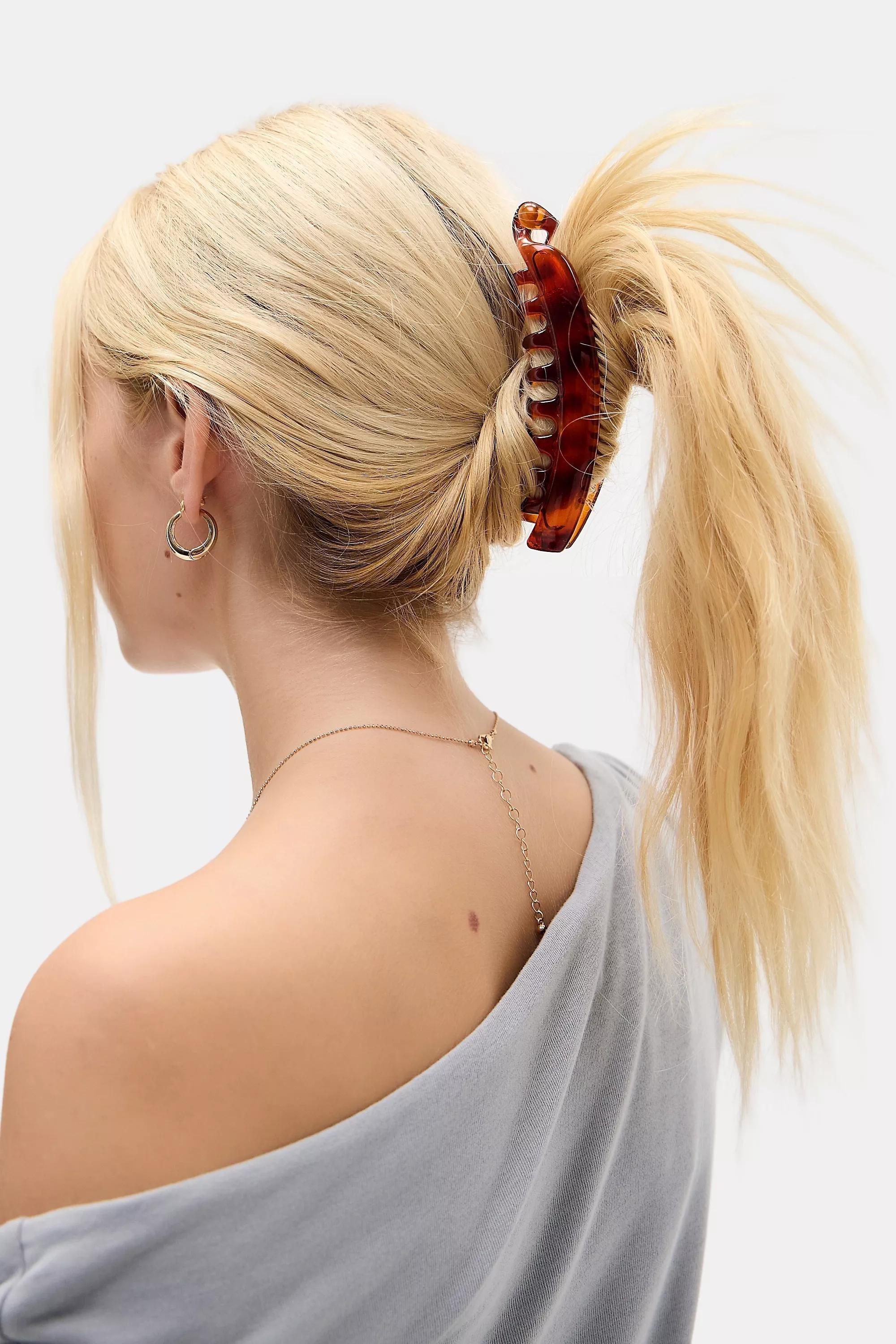 Brown Banana Hair Clip, BRN, large image number 0