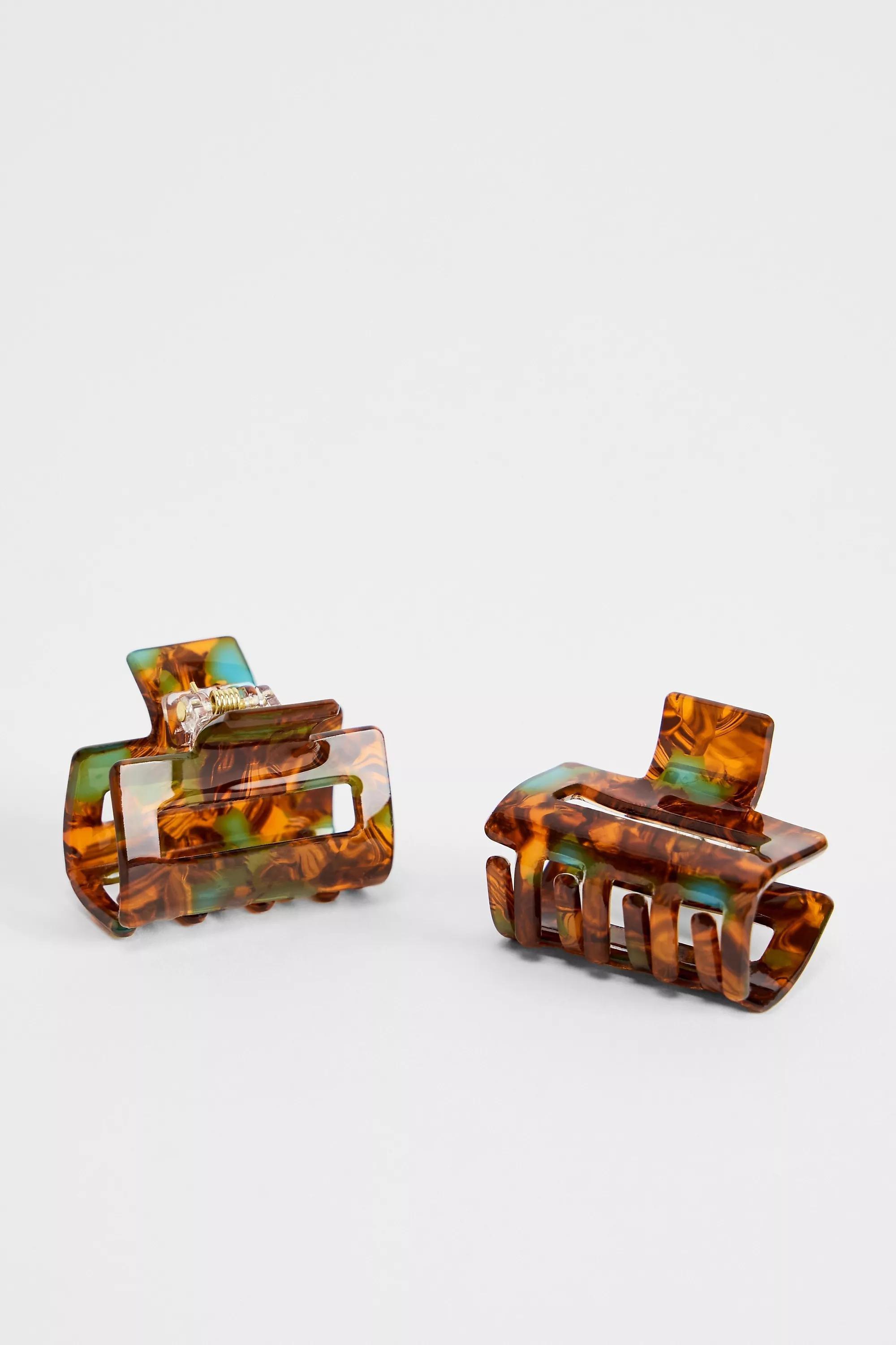 Brown Mini Claw Clips 2-Pack, BRN, medium