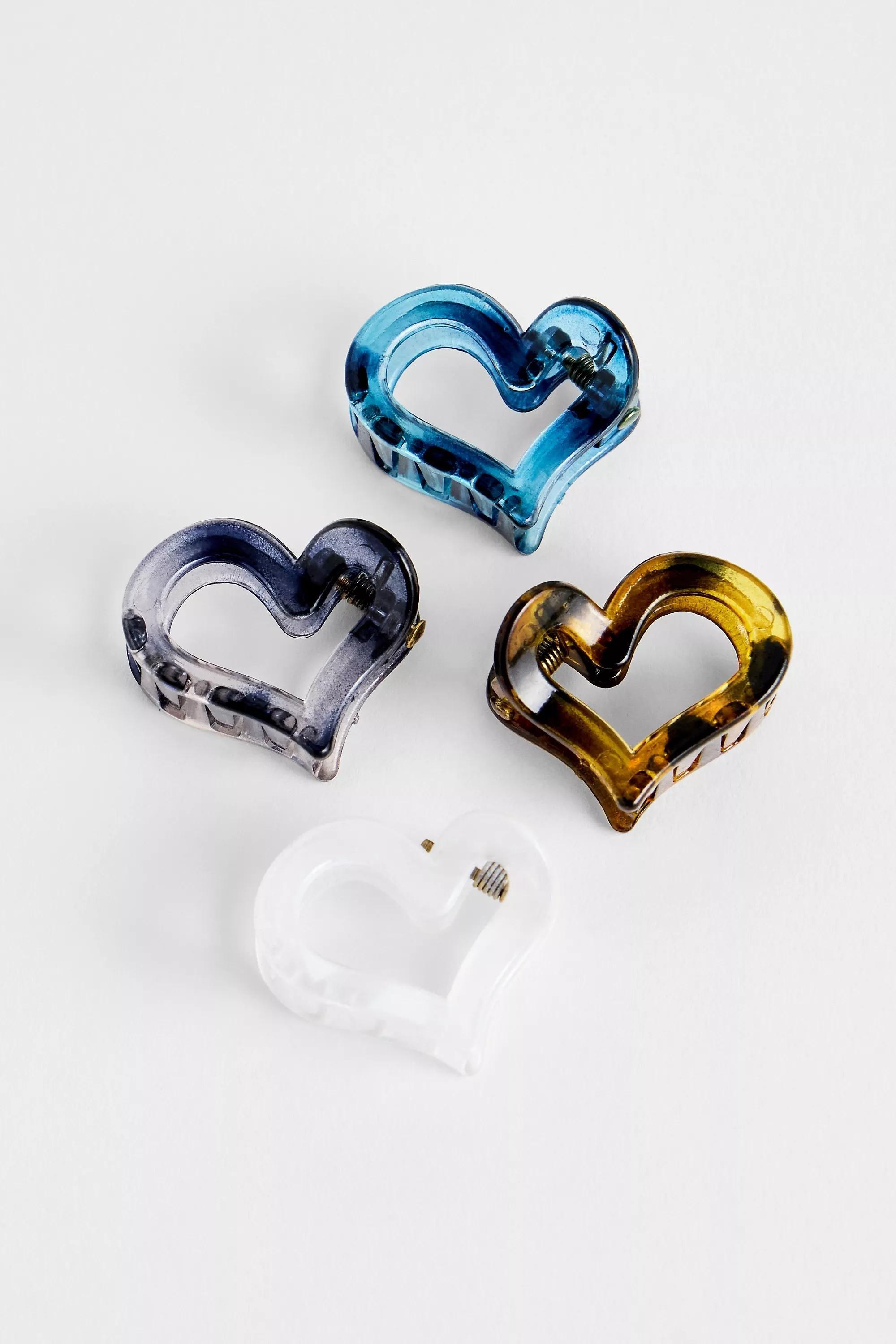 Multicolour Uo Mini Heart Hair Clips, Set Of 4, ASSORT, large image number 1