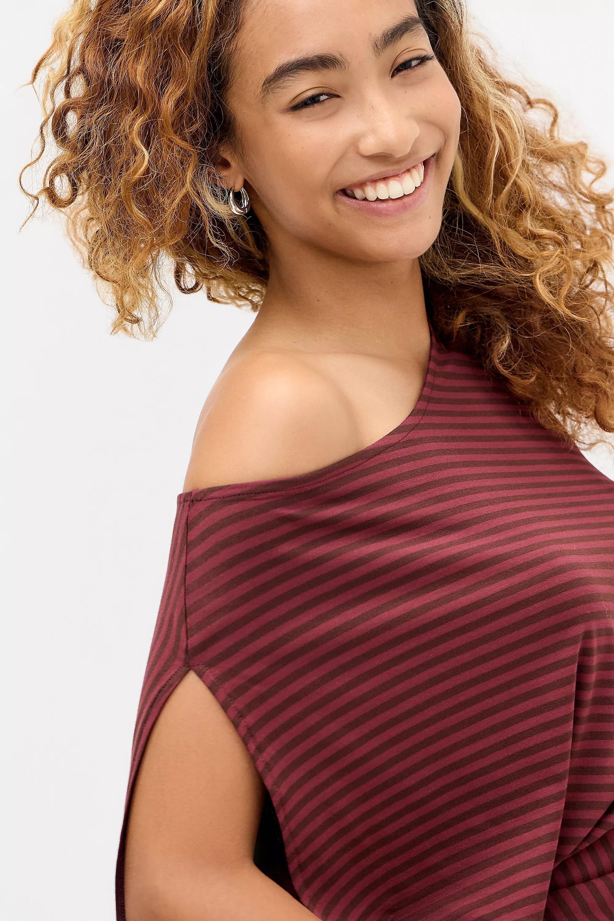 Wine Silence + Noise Olivia Off-Shoulder T-Shirt, WINE, large image number 2