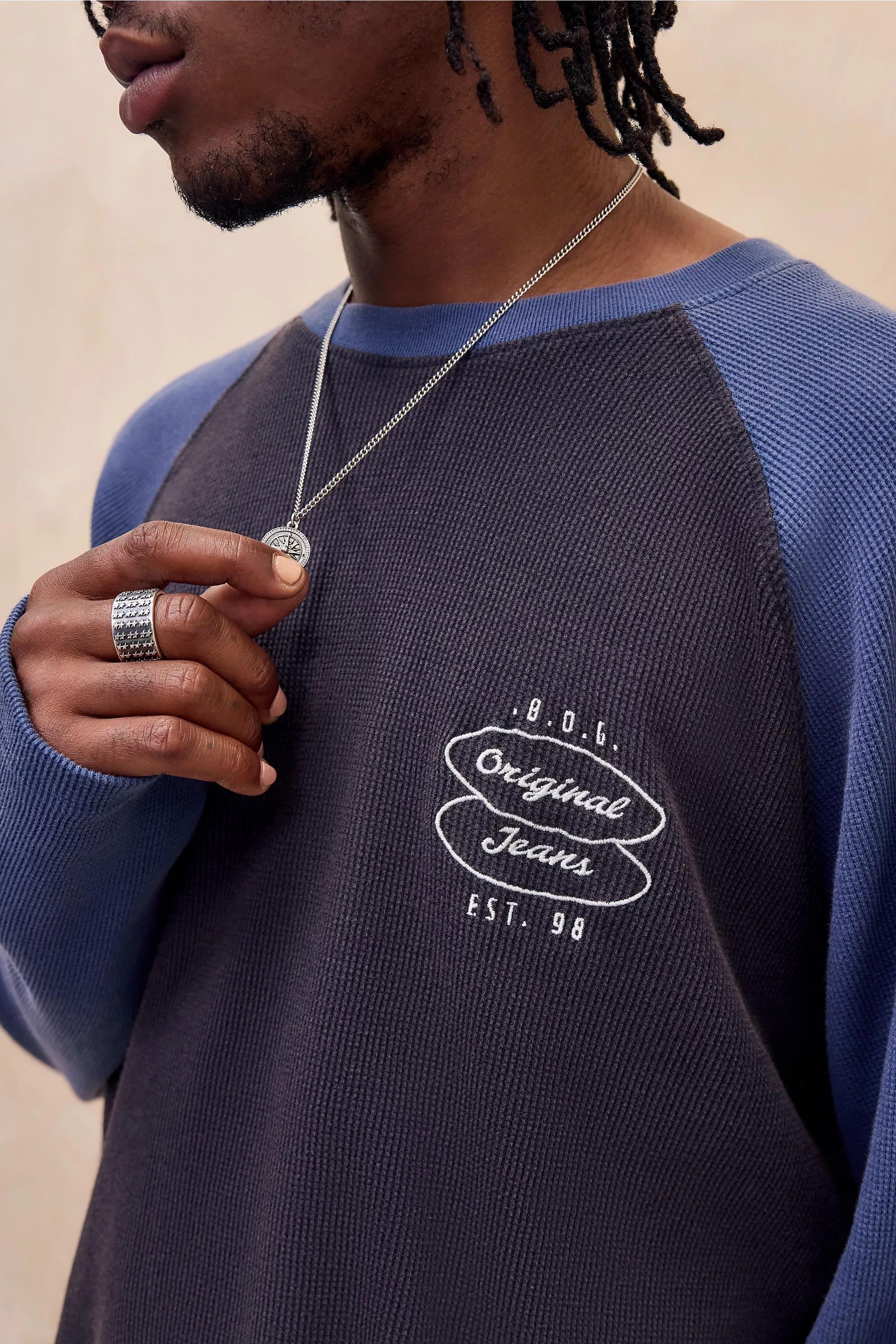 Black Bdg Waffle Raglan Sleeve T-Shirt, BLK, large image number 2