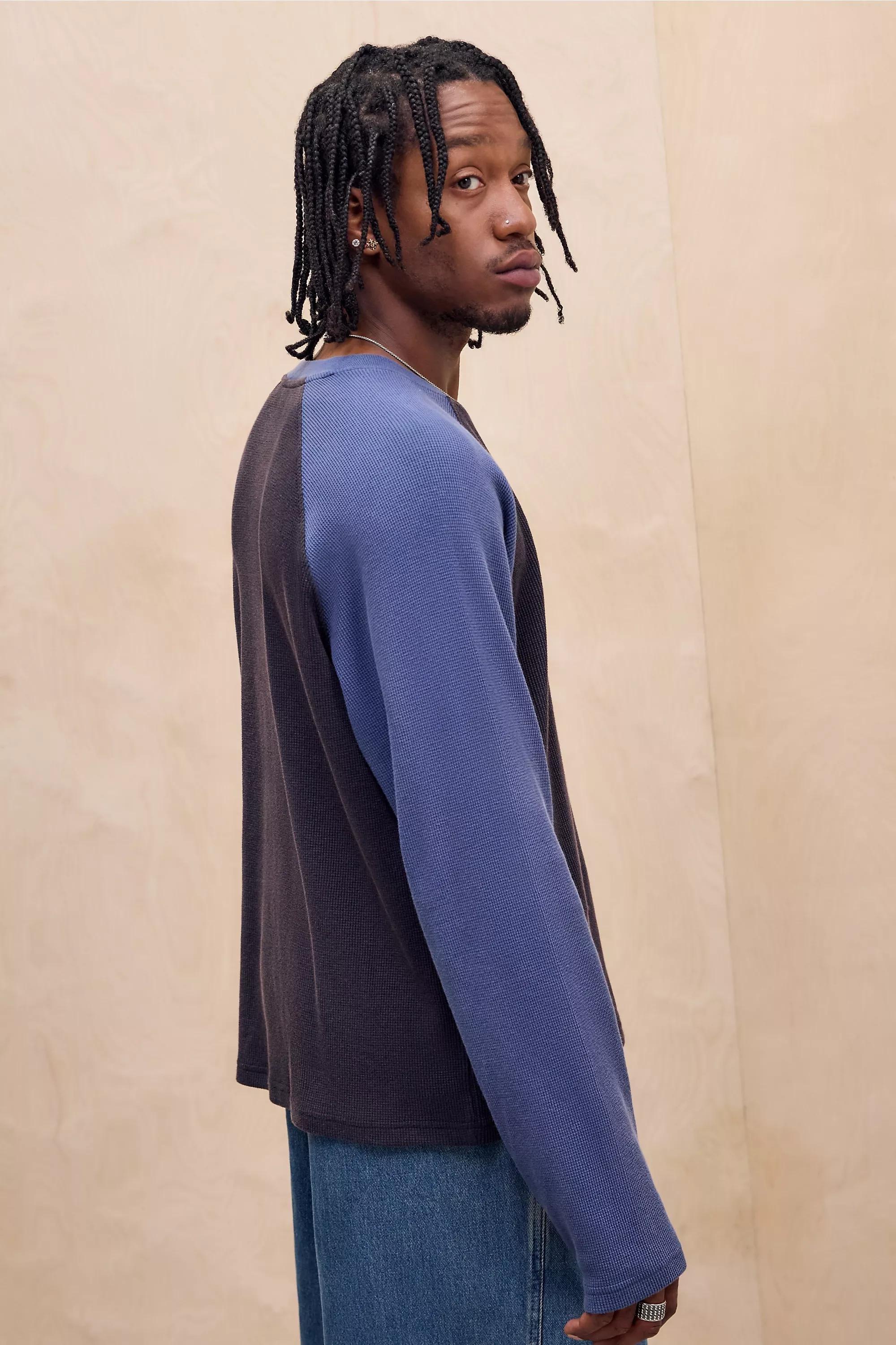 Black Bdg Waffle Raglan Sleeve T-Shirt, BLK, large image number 3