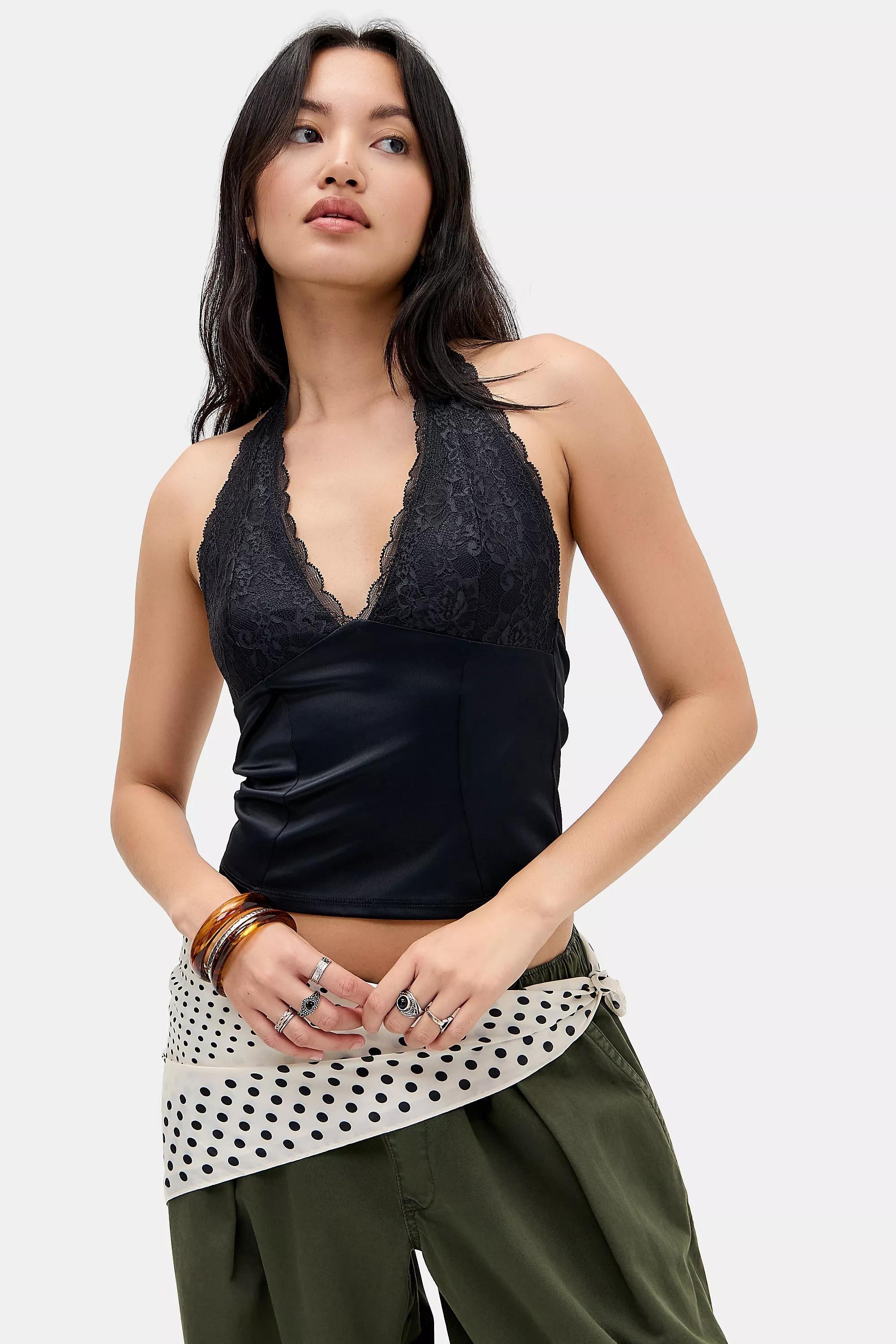 Black Kimchi Blue Luna Halter Top, BLK, large image number 0