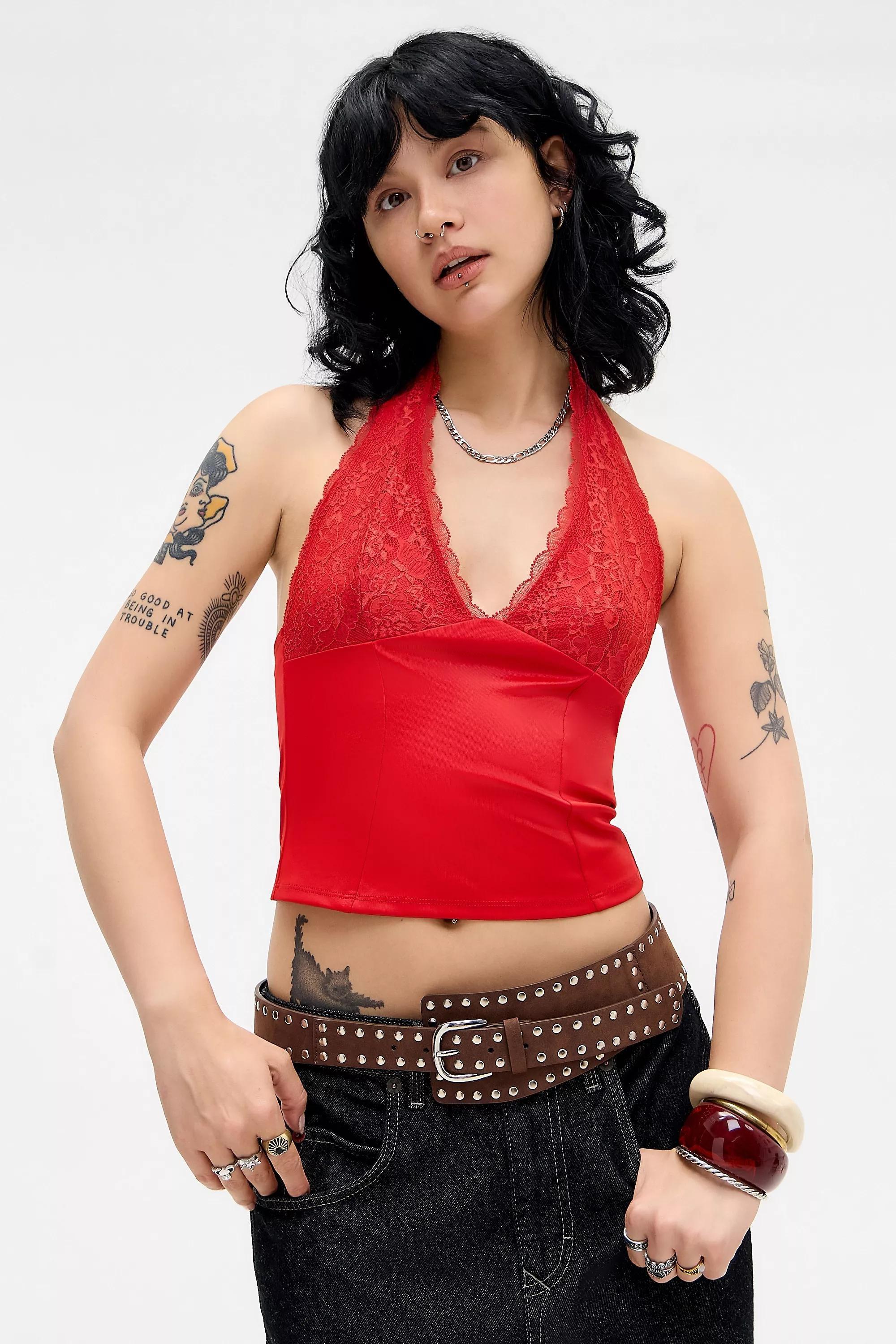 Red Kimchi Blue Luna Halter Top, RED, large image number 0