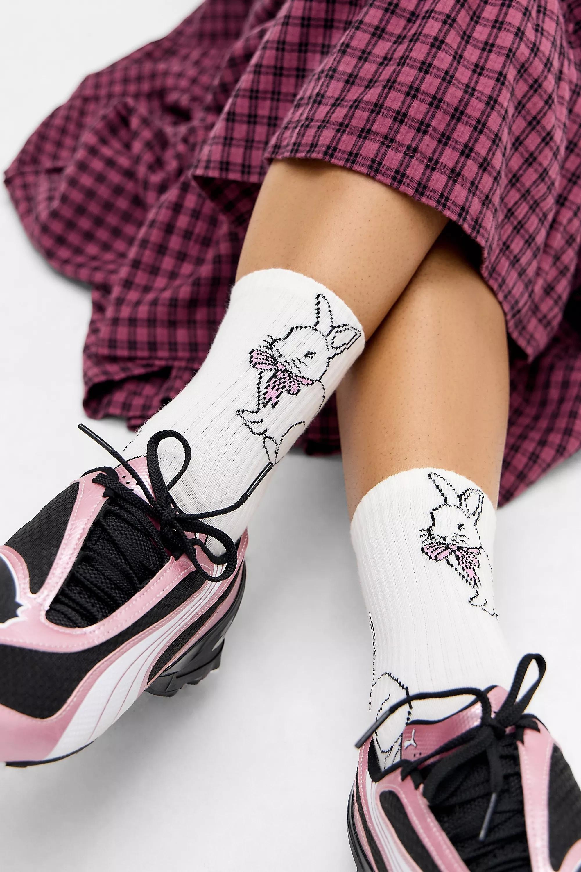 WHITE Out From Under Lucky Bunny Socks, WHT, large image number 0