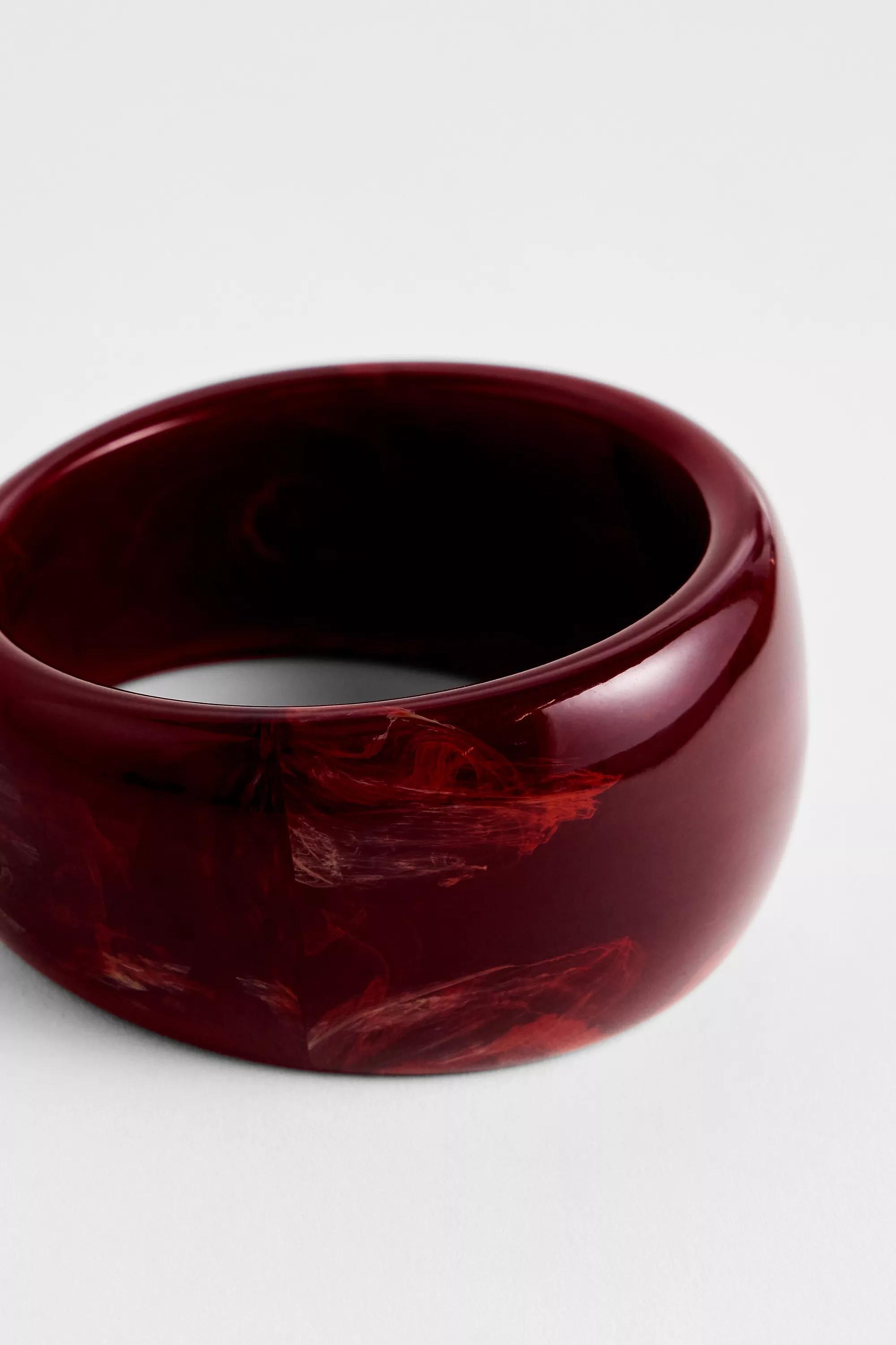 Red Silence + Noise Red Resin Bangle, RED, medium
