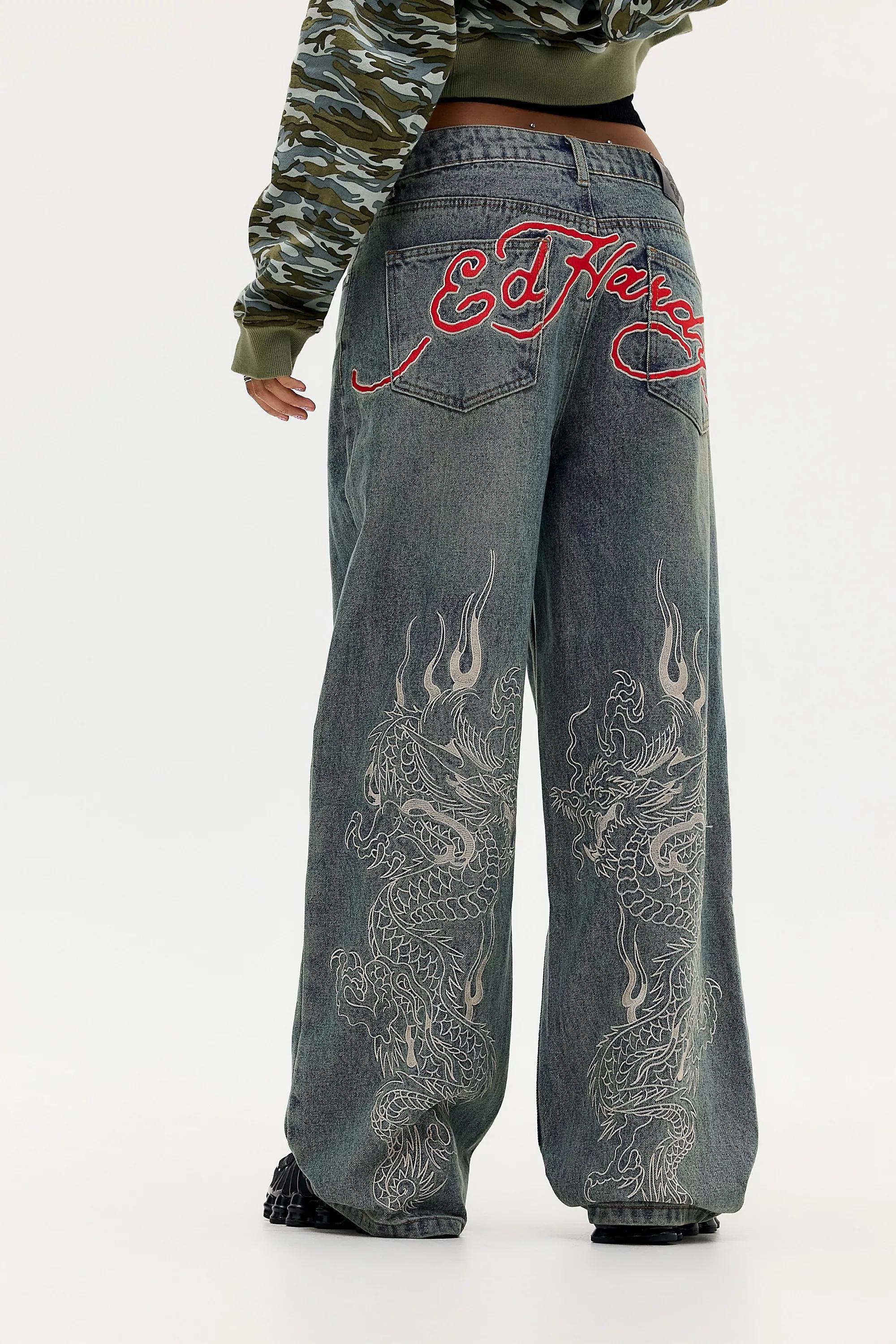 Blue Ed Hardy Washed Dragon Jeans, DENIM MEDIUM BLUE, large image number 0