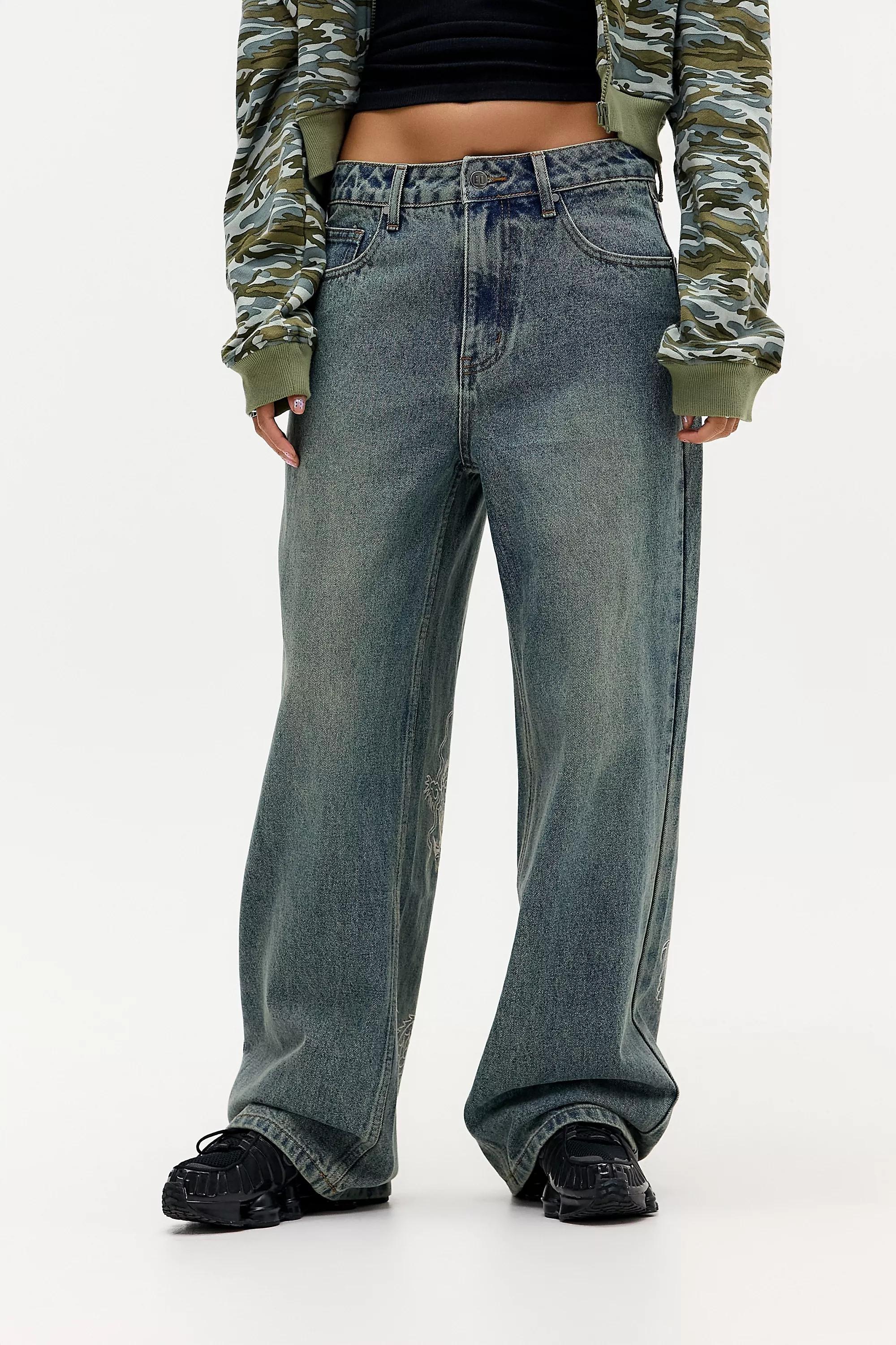 Blue Ed Hardy Washed Dragon Jeans, DENIM MEDIUM BLUE, large image number 1