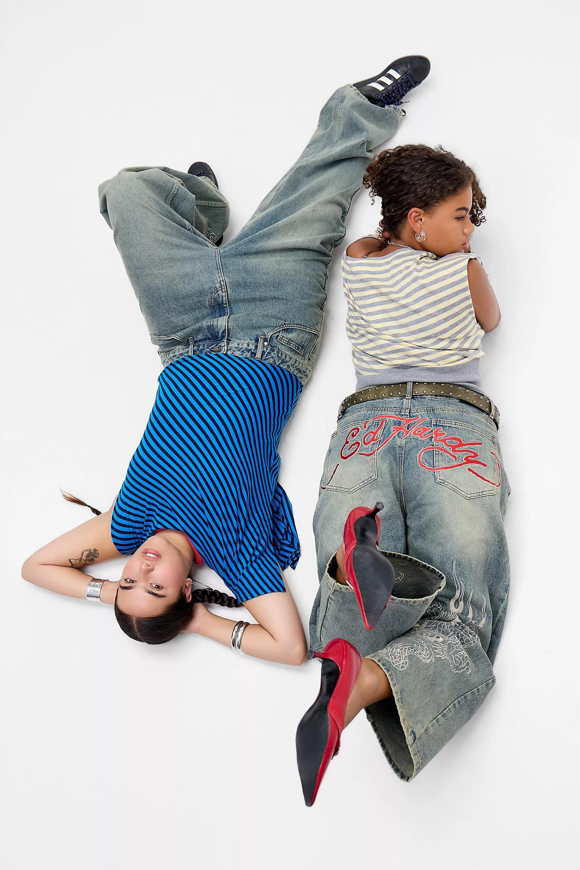 Blue Ed Hardy Washed Dragon Jeans, DENIM MEDIUM BLUE, large image number 4