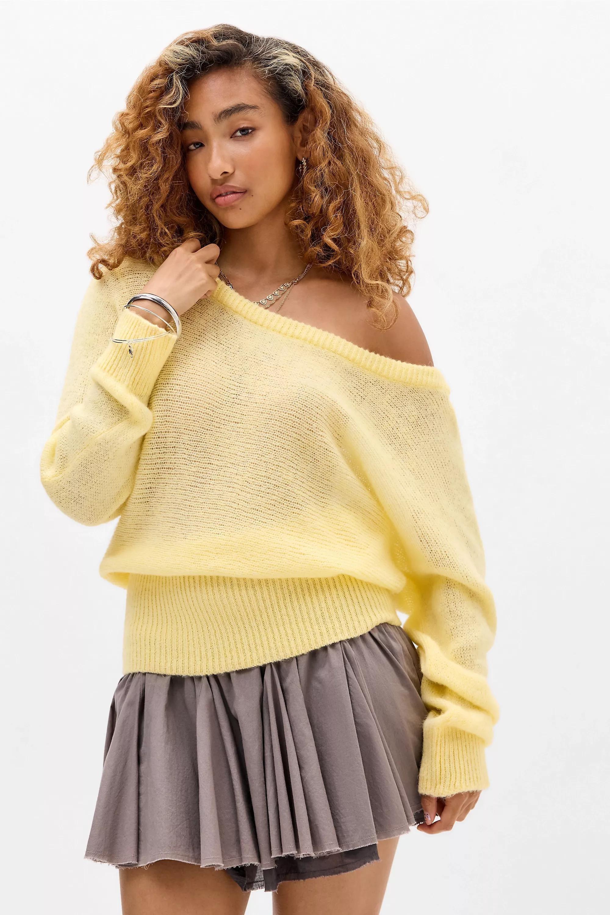 Yellow Uo Jordan Off-Shoulder Slouch Top, YEL, large image number 1