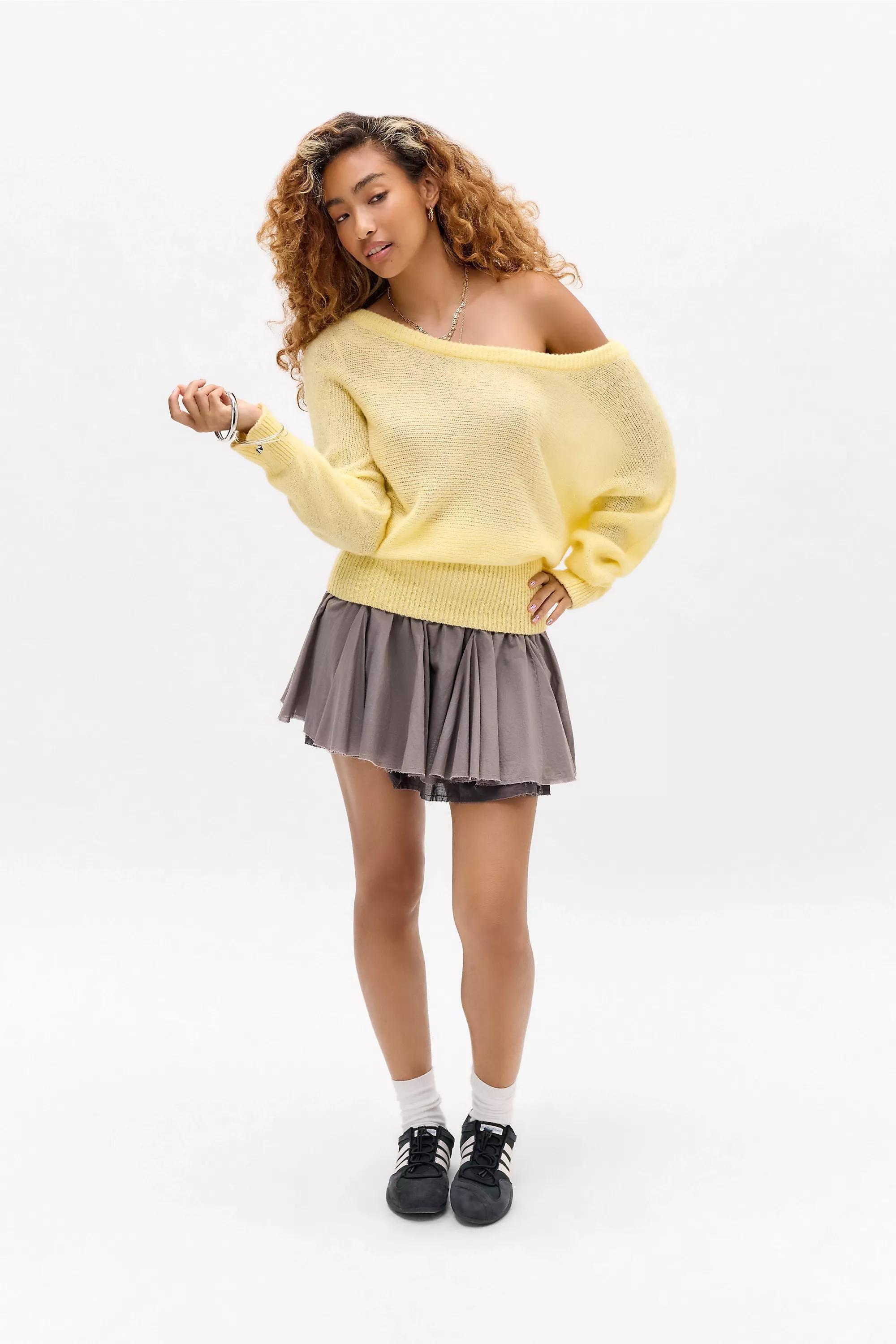 Yellow Uo Jordan Off-Shoulder Slouch Top, YEL, large image number 3