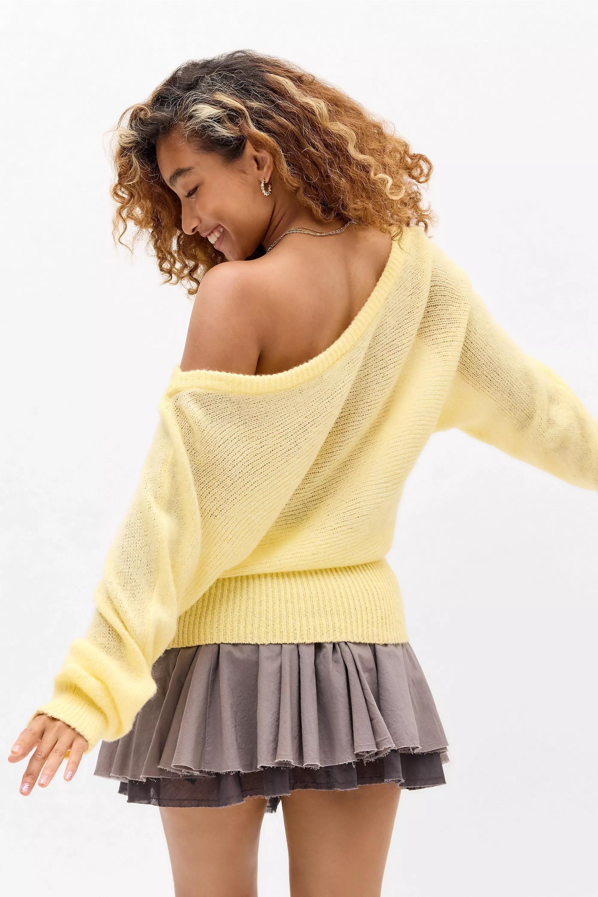 Yellow Uo Jordan Off-Shoulder Slouch Top, YEL, large image number 4