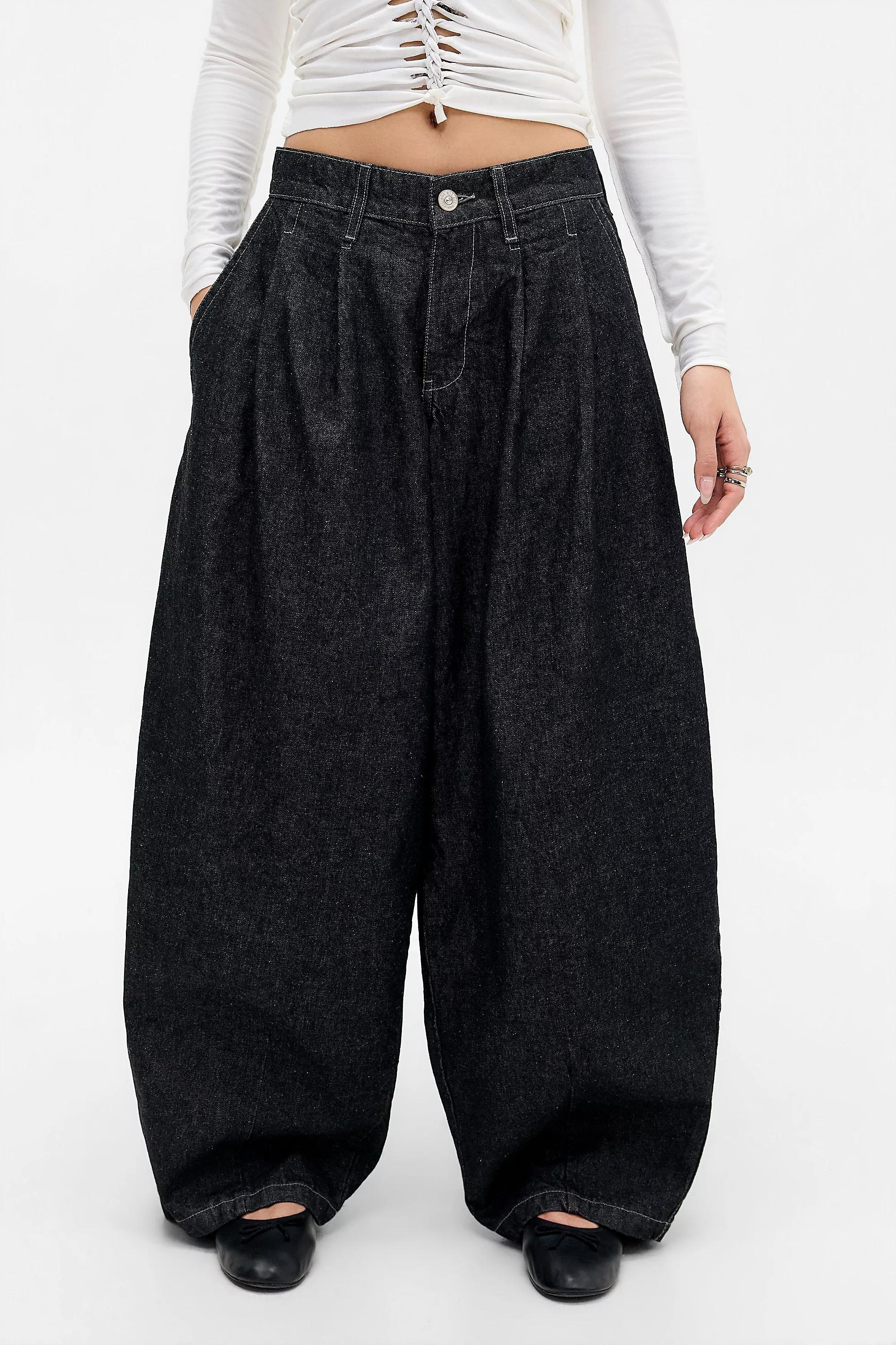 BLACK BDG Jax Pleat Front Cocoon Jeans, BLK, medium