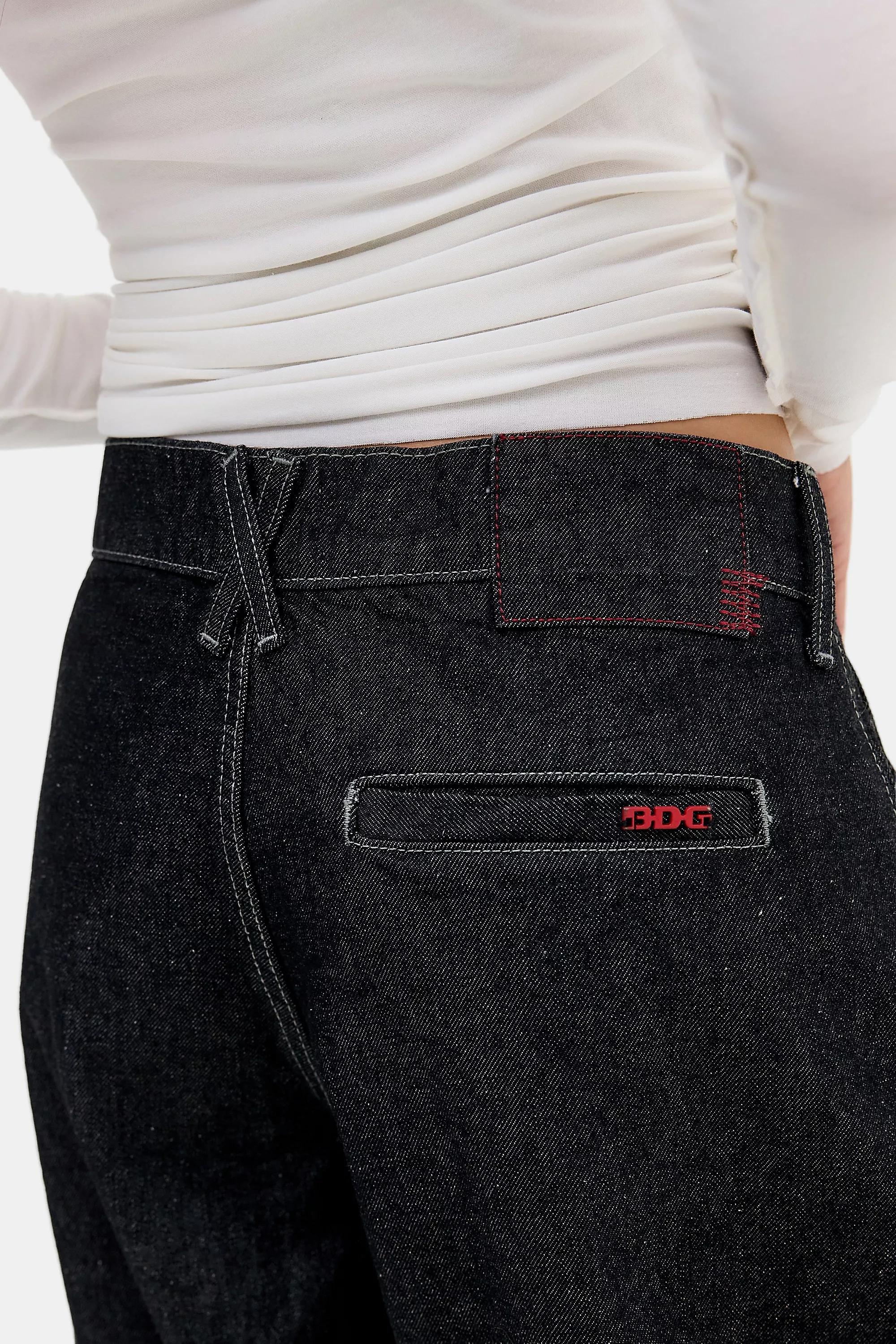 BLACK BDG Jax Pleat Front Cocoon Jeans, BLK, large image number 3