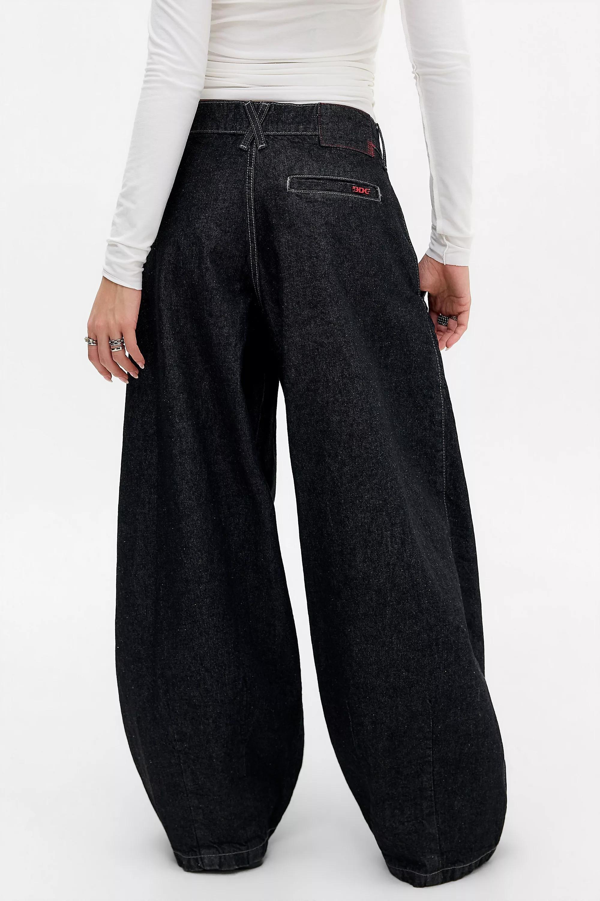 BLACK BDG Jax Pleat Front Cocoon Jeans, BLK, large image number 4