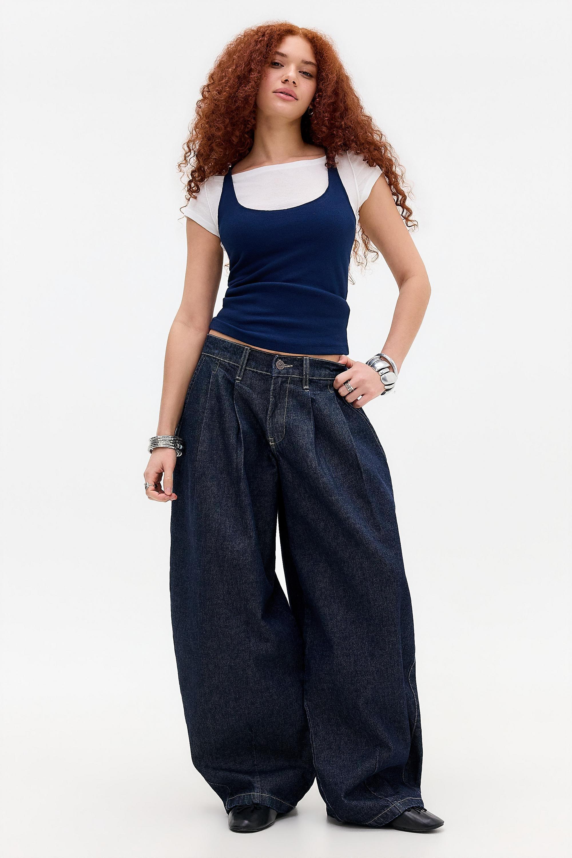 Blue Bdg Jax Pleat Front Cocoon Jeans, A301_0094           , large image number 1