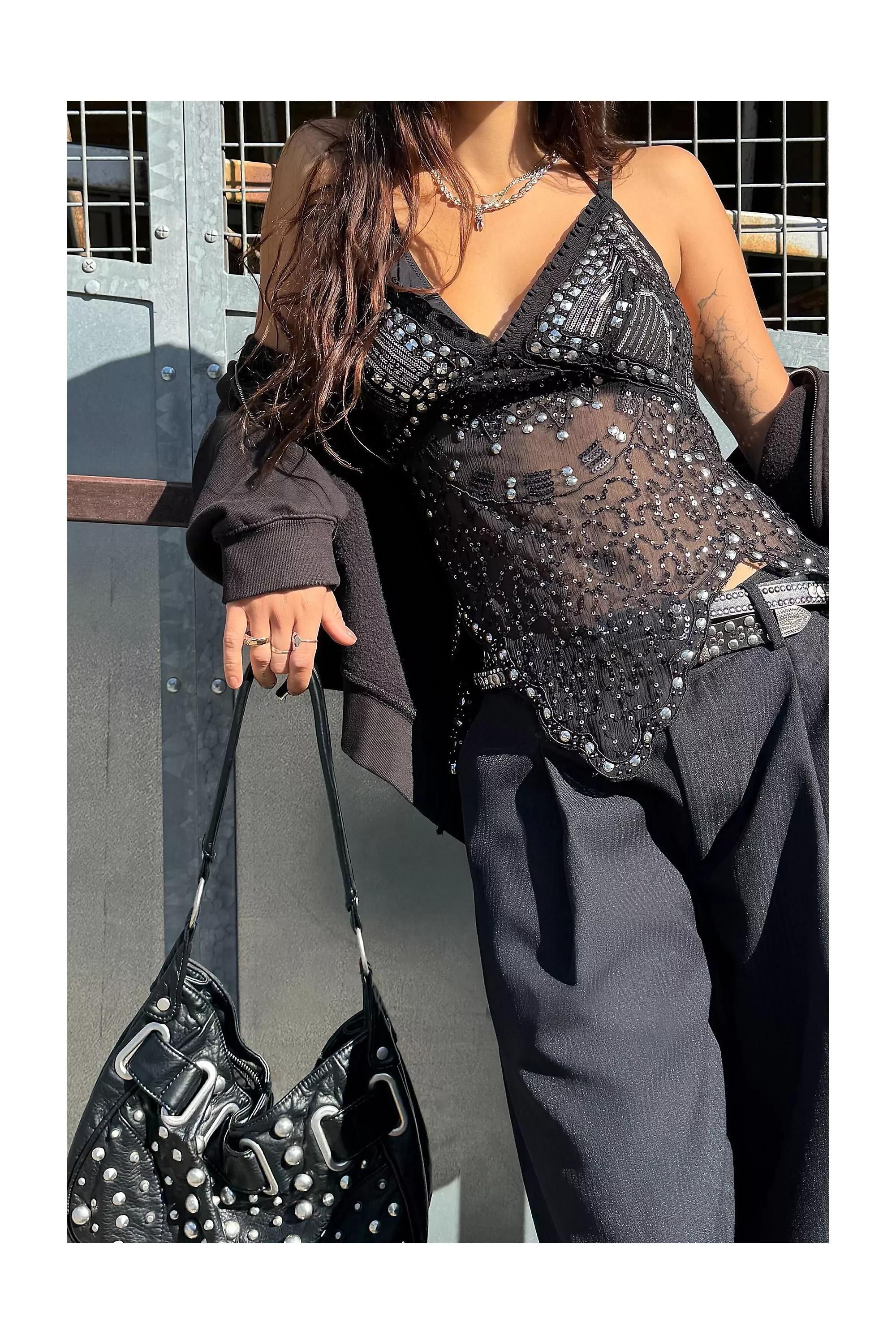 Black Bdg Sonny Studded Faux Leather Shoulder Bag, BLK, large image number 1