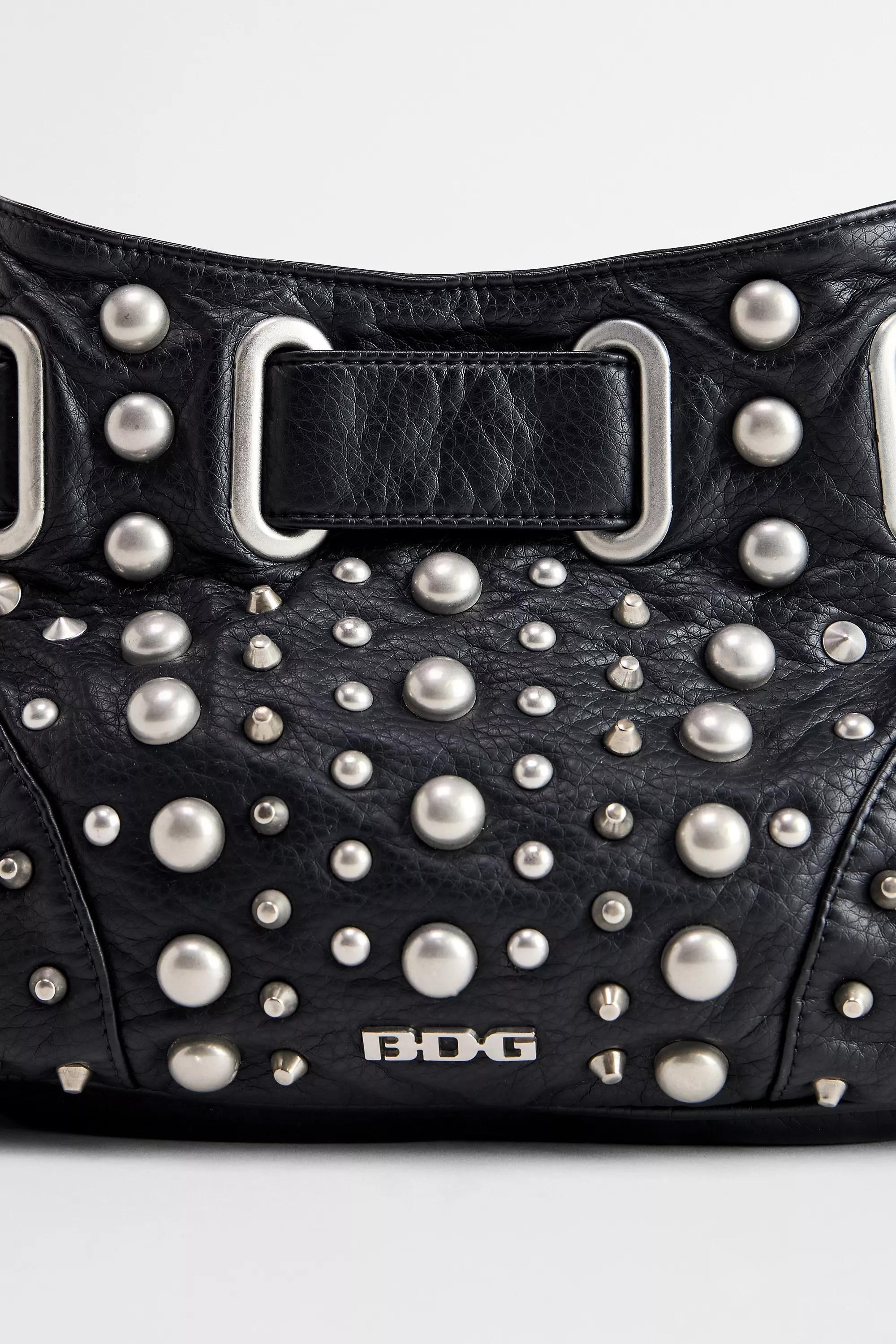 Black Bdg Sonny Studded Faux Leather Shoulder Bag, BLK, large image number 3