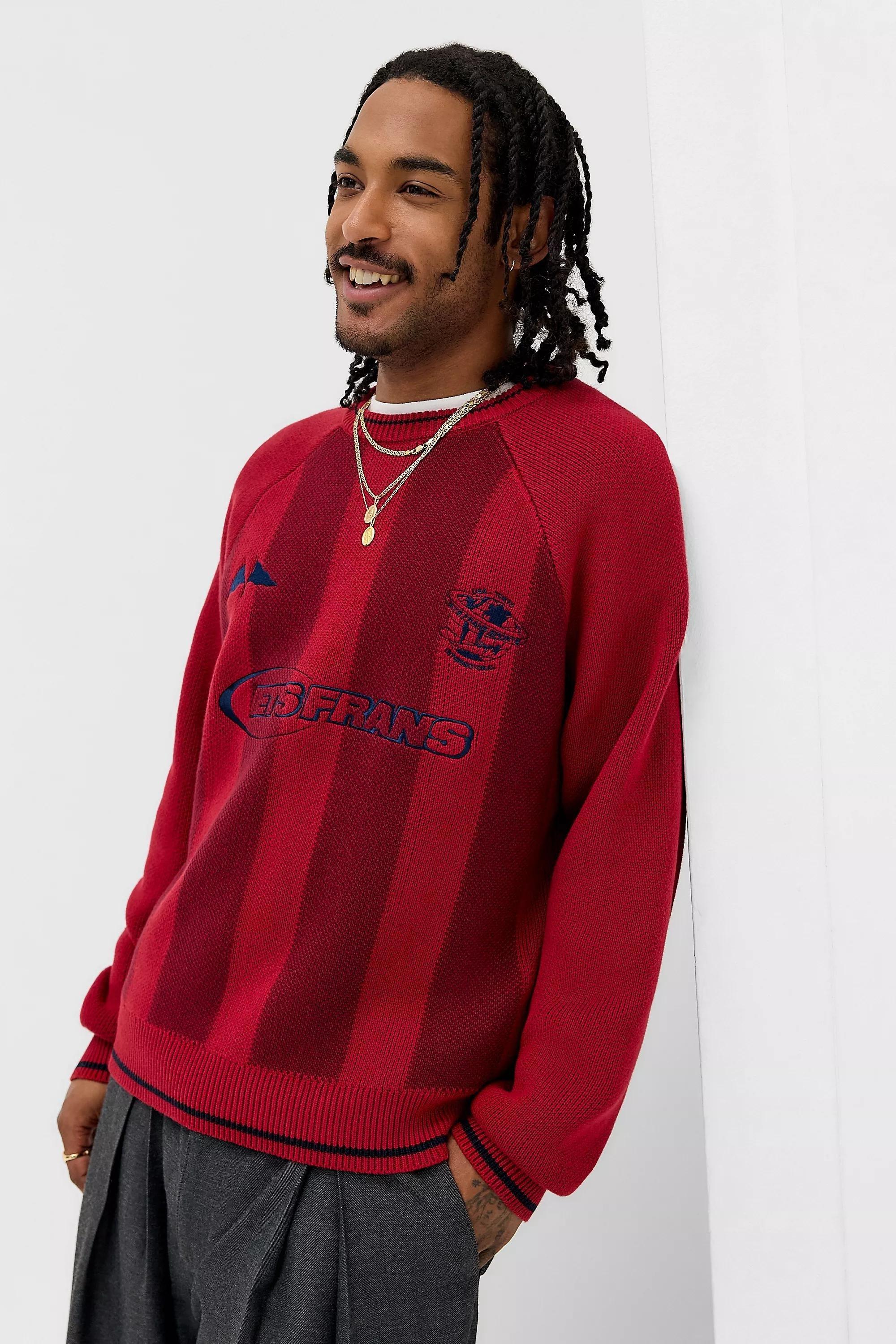 RED iets frans... Red Vertical Stripe Knit Jumper, RED, medium