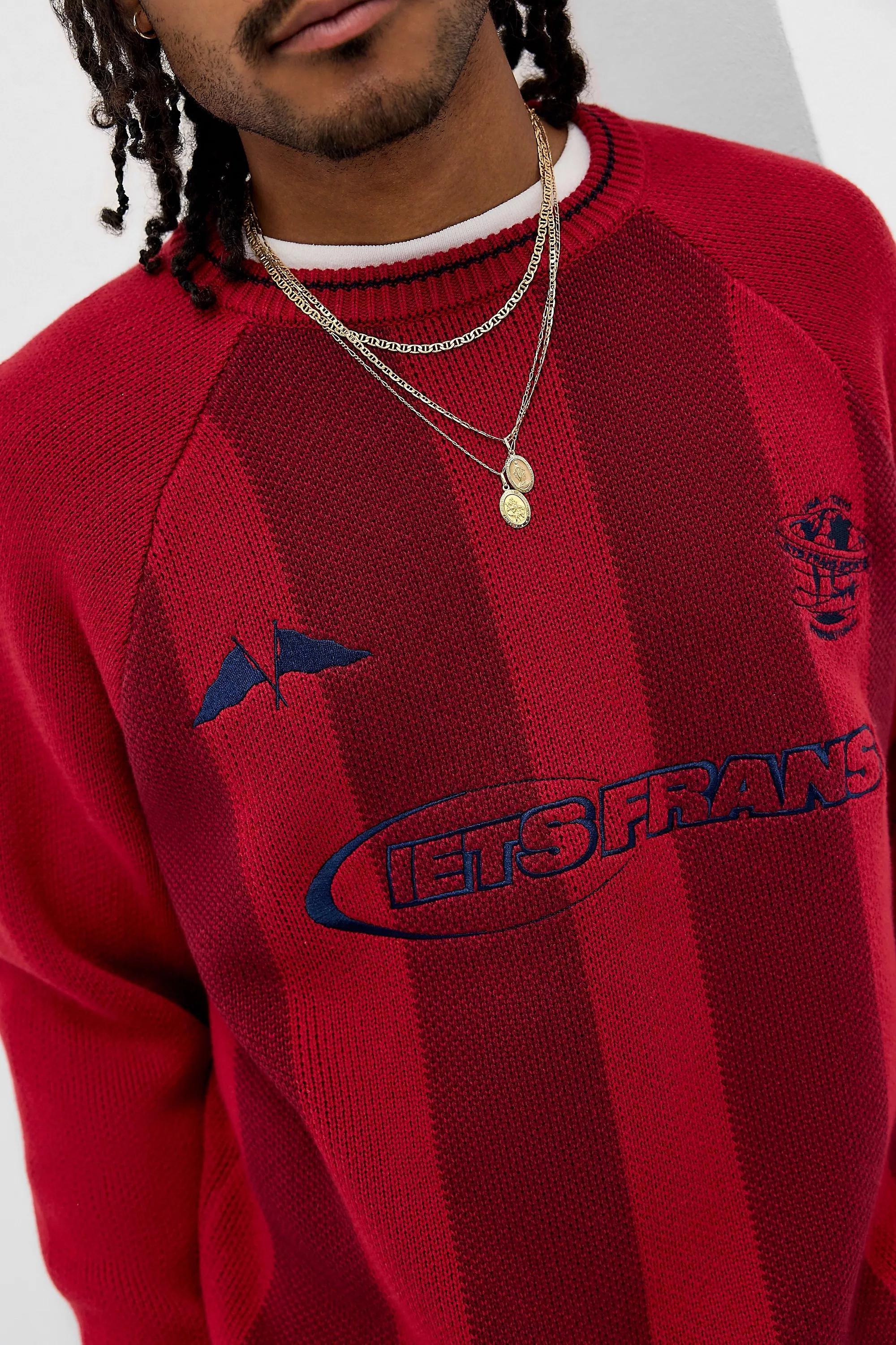 RED iets frans... Red Vertical Stripe Knit Jumper, RED, large image number 2